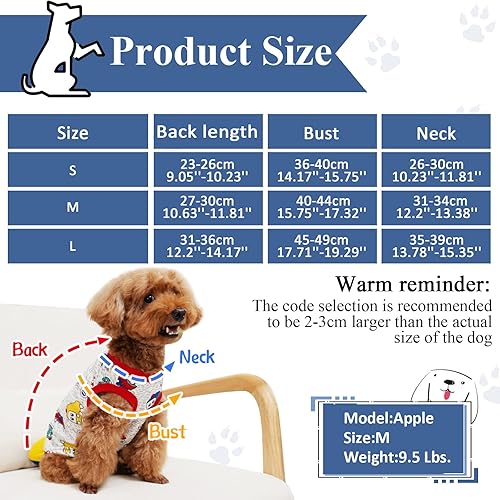 Miniatura 2 de Geyoga 6 piezas lindas camisas impresas para mascotas, sudadera de algodón transpirable para cachorros, ropa para perros (S)