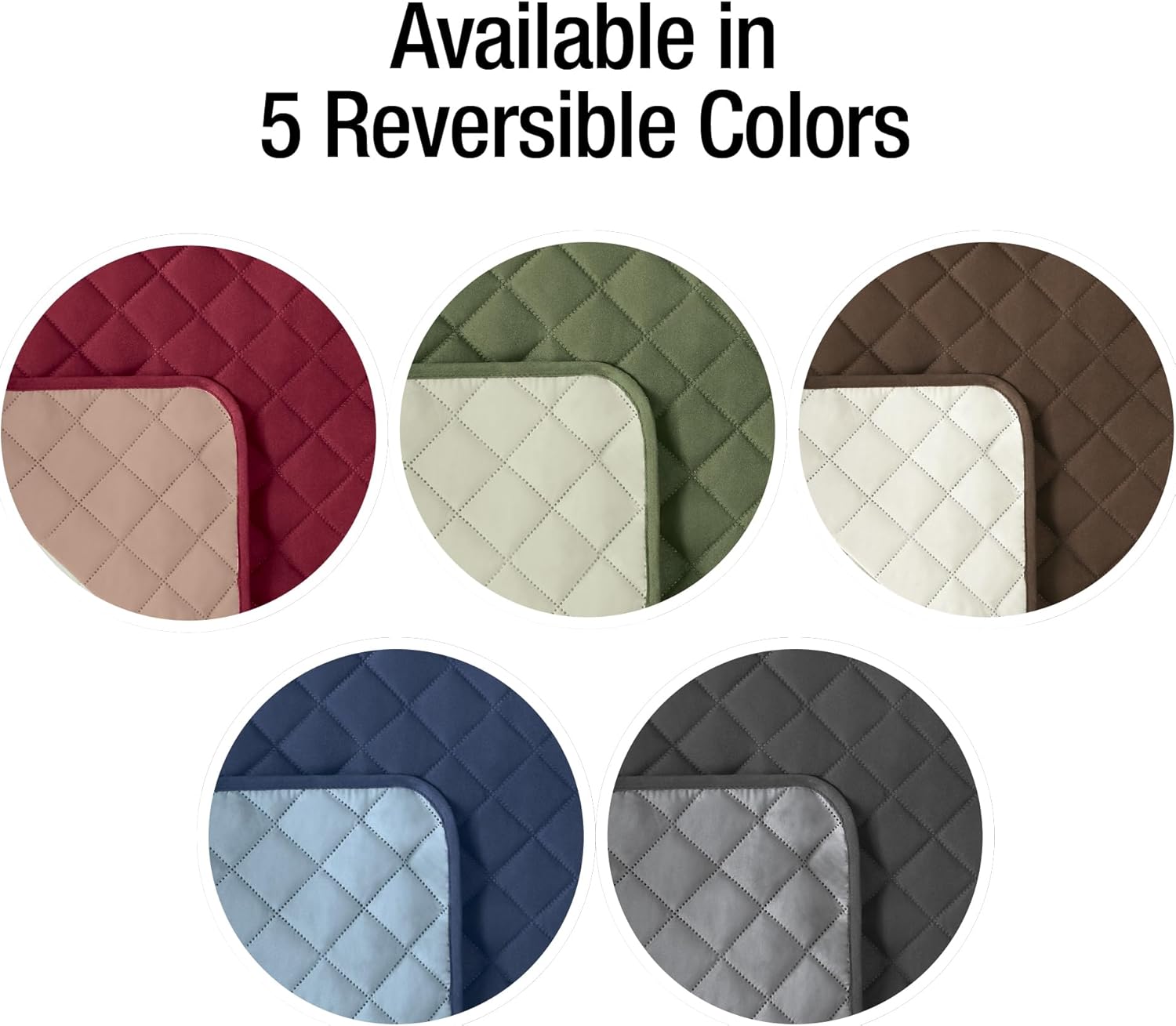 Collections Etc Reversible Spill Resistant Quilted Furniture Protector Cover with Ties - Covers Seat Bottom, Seat Back and 2 Seat Arms, Slate Grey/Silv, Loveseat