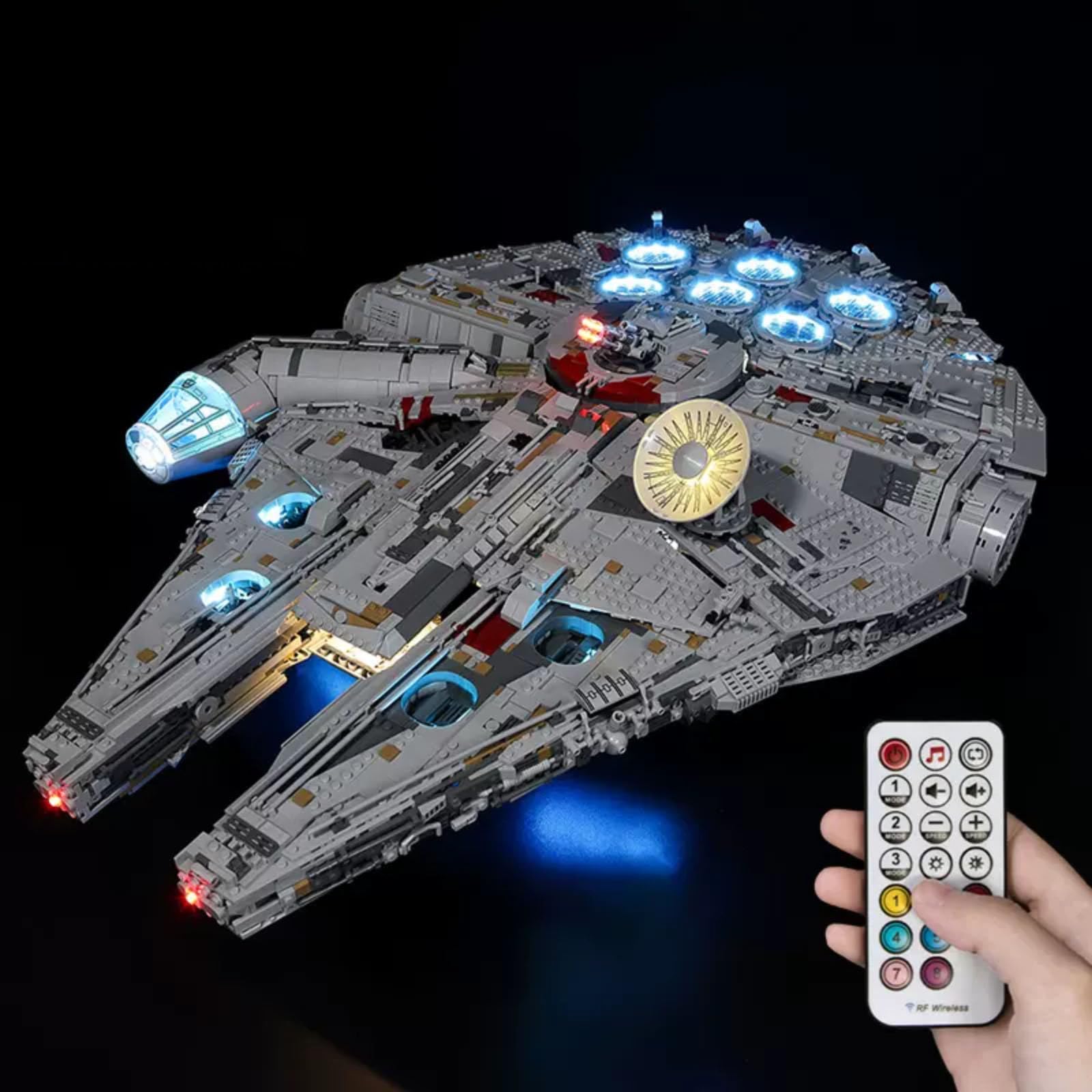 LED Lighting Kit for 75192 for Ultima-te Millenniium Falcon Model for LEGO Compatible Creative Lighting Kit (Lights only, for model not included) (Standard Remote Control)