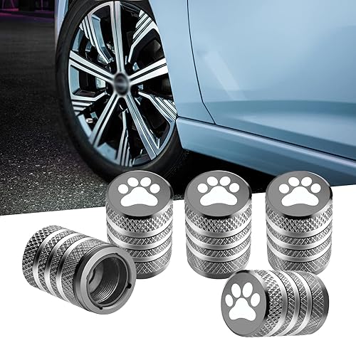 Paquete de 5 tapones para válvula de neumático de automóvil, cubierta de válvula de neumático con patrón de huella para la mayoría de automóviles,