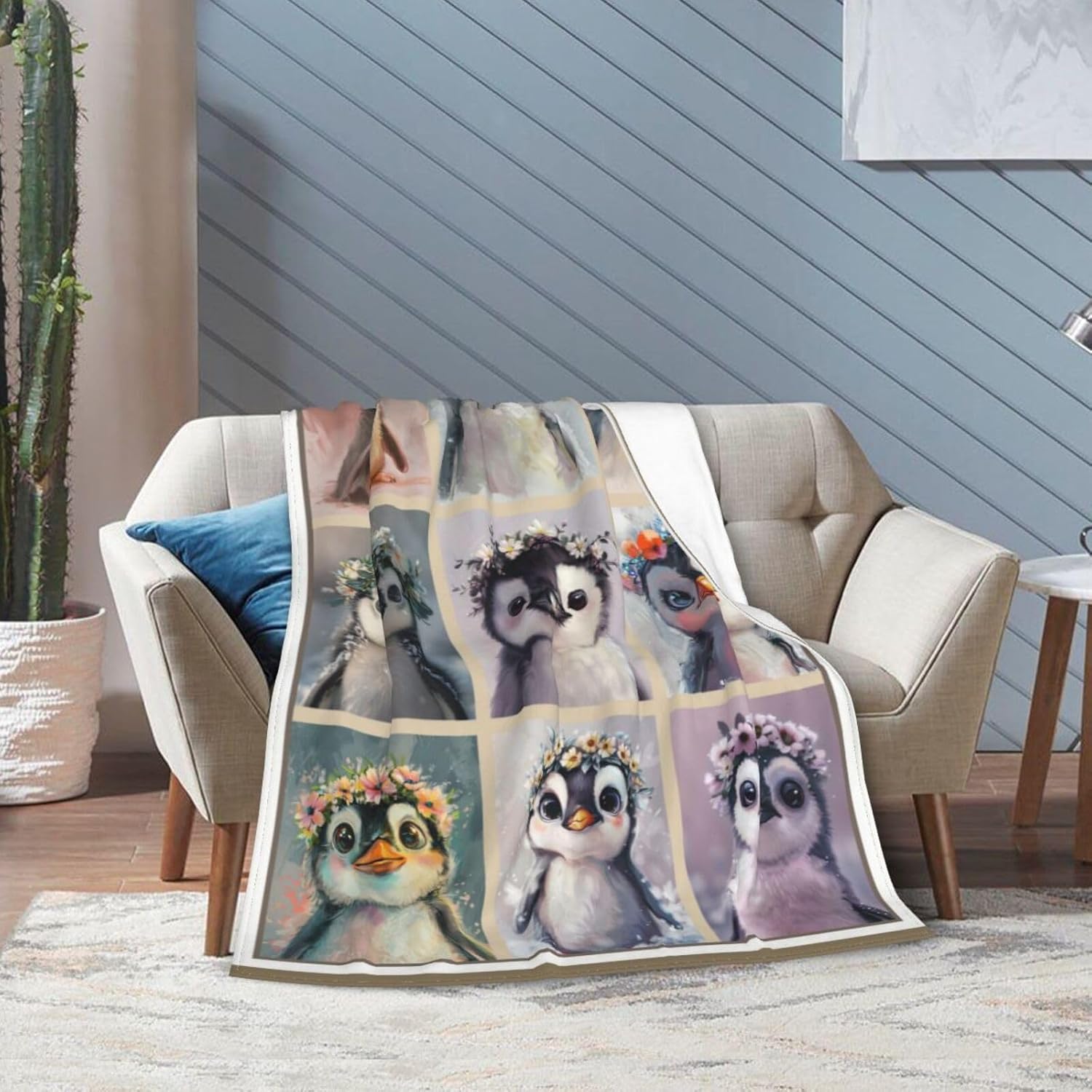 Penguin Blanket Cute Animal Throw Blanket Flannel Stuff Merch Cozy Decor Fleece Plush Fuzzy Warm Soft Lightweight Bedding Gifts for Penguin Lover Women Men Girls Boy Couch 50"X40" - Image 7