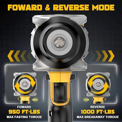 Miniatura 6 de Llave de impacto compatible con DeWalt 20V MAX Batería: 1/2 pulgada Hog Ring Impact Driver High Torque - Pistola de impacto inalámbrica de 1360