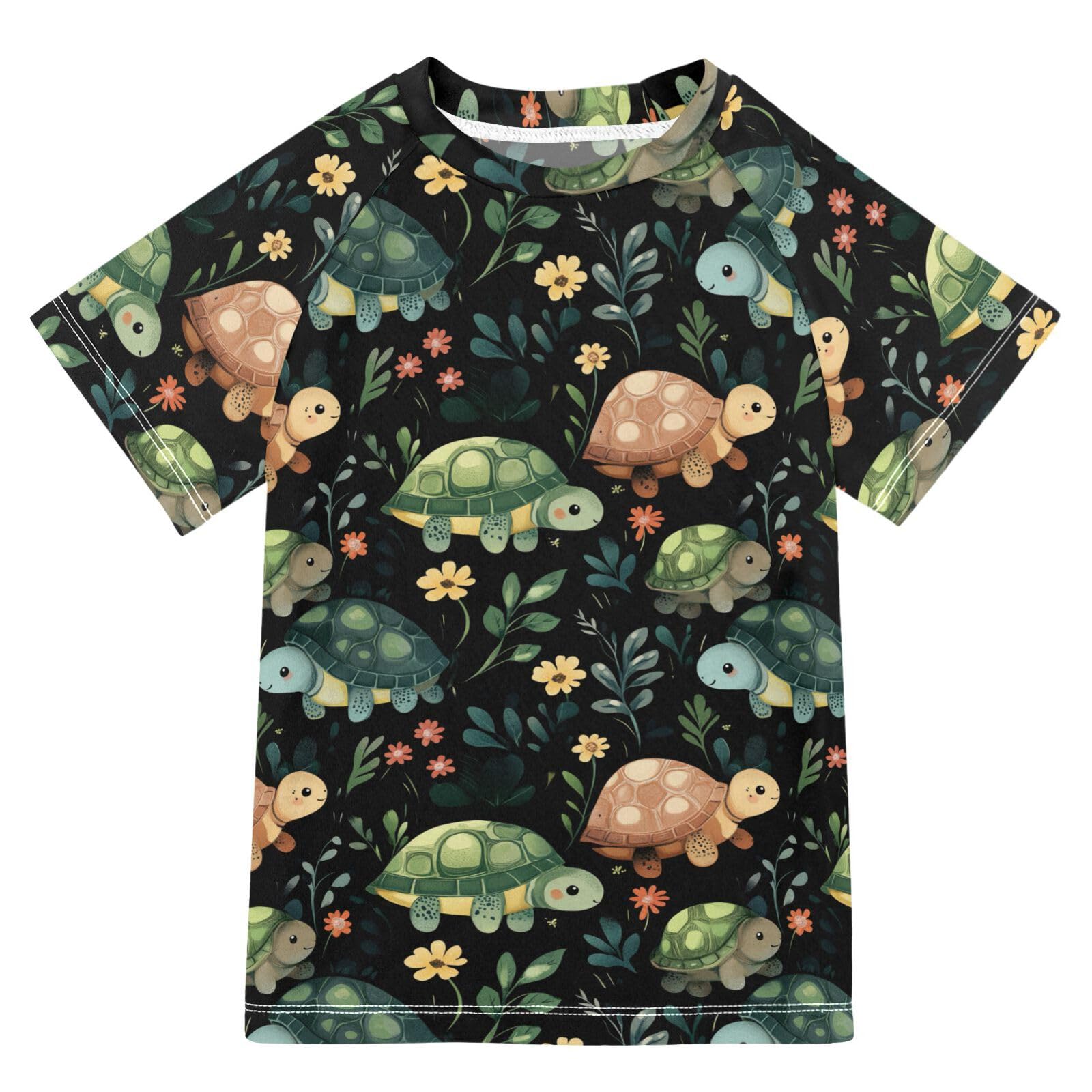 Short Sleeve Bathing Suit Girls Rashguard Swimsuit for Girls Rash Guard for Girls 11-12T Cartoon Cute Turtle