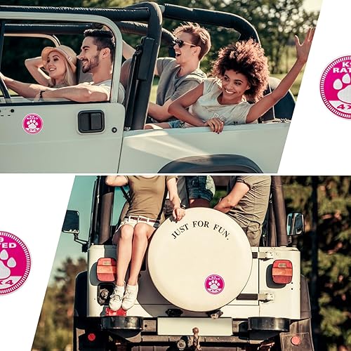 Miniatura 5 de 2 emblemas de automóvil con clasificación de perros rosados, insignias de metal para automóviles de 4 x 4, insignias de metal redondas 3D,