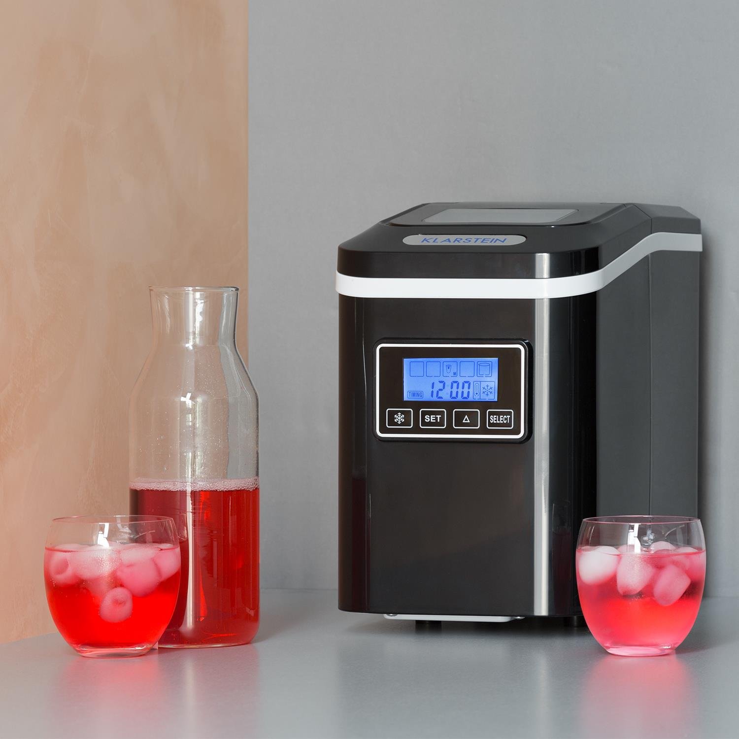 Klarstein Lannister Ice Cube Maker Ice Cube Machine, 10 kg / 24 h, 0.
