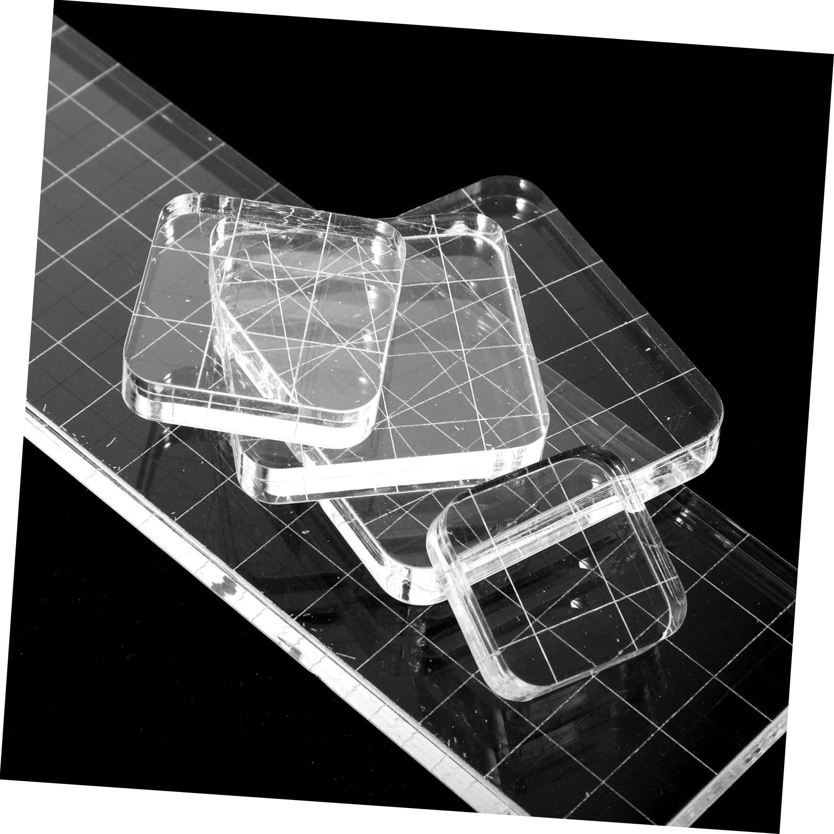 OSALADI Acrylic Stamping Block Grid Lines 5pcs Stamping Parts Tools for DIY Craft Projects