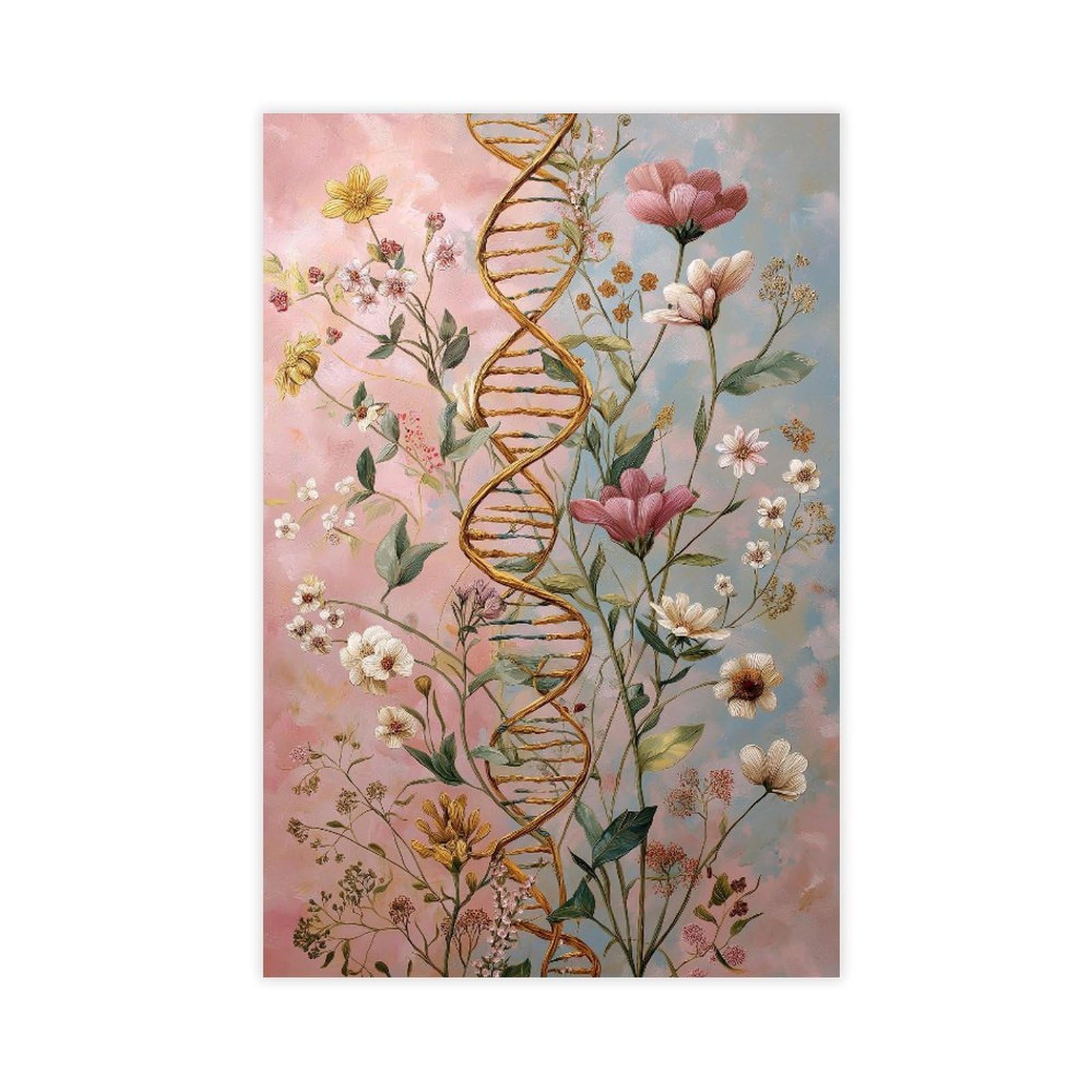 YWTJAX Floral DNA Helix Poster Canvas Poster for Home Decor Gift