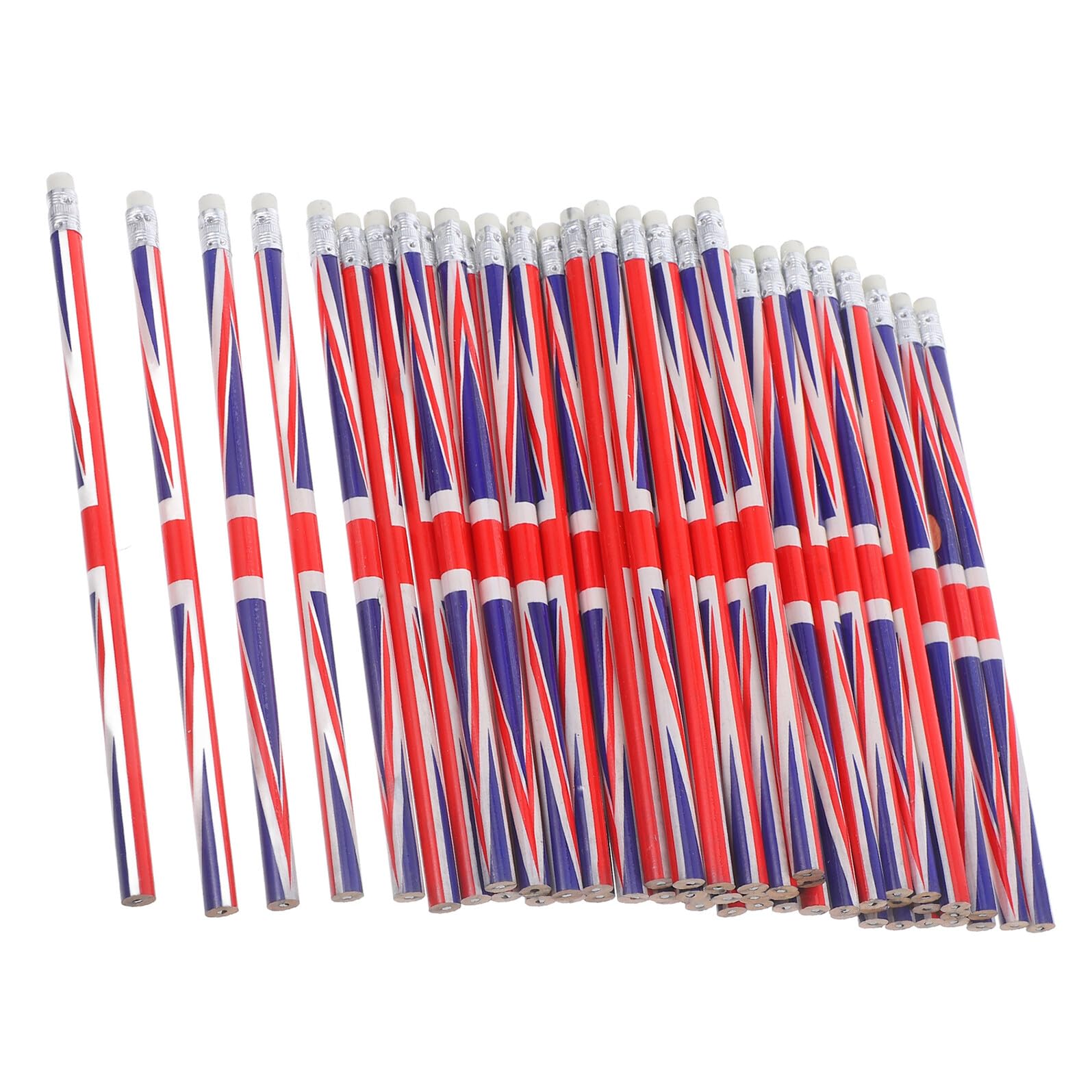 Set de Crayons en Bois Décoratifs Lot de 120 avec Motif Drapeau Gomme Intégrée, Expérience D'écriture Fluide pour Prise de Notes