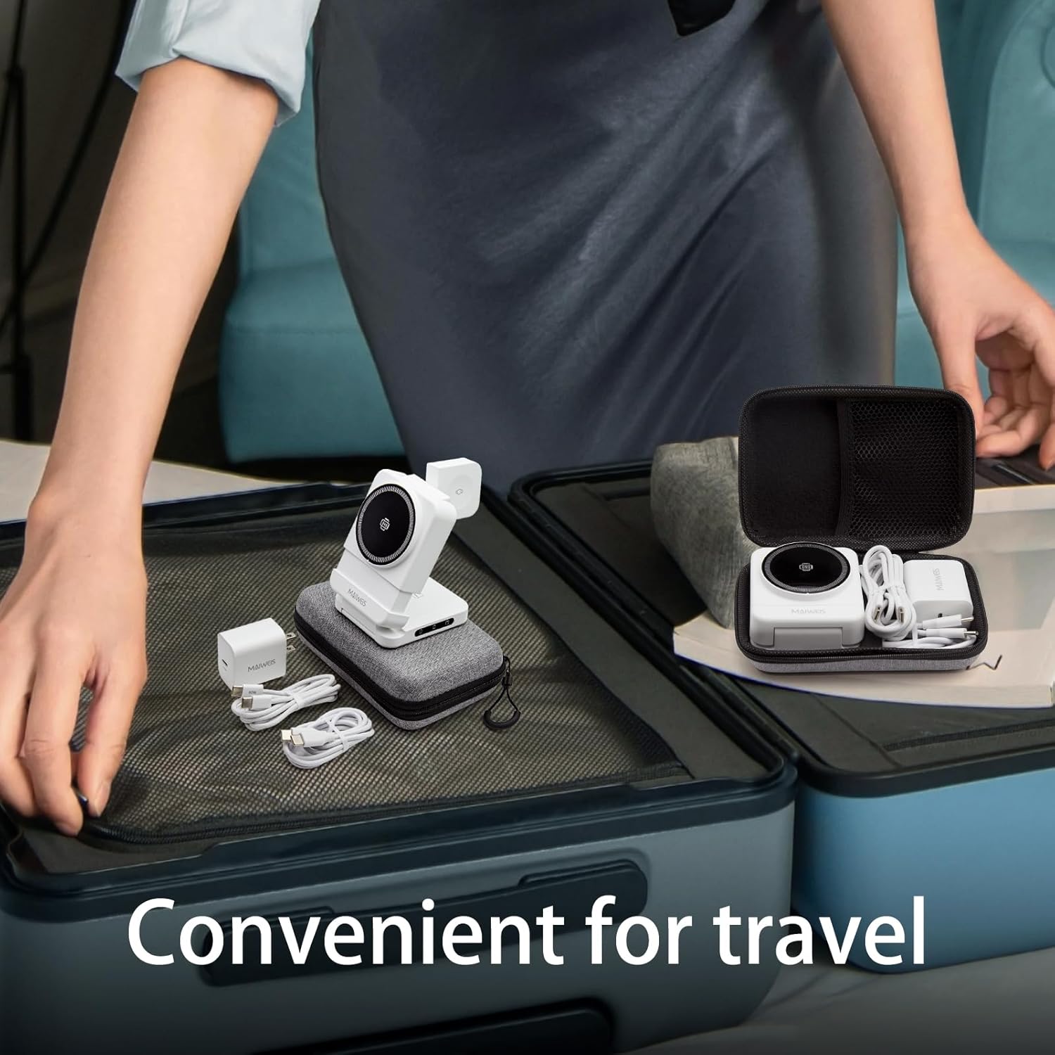 Foldable 3 in 1 Wireless Charging Station | Magnetic Foldable Charger for iPhone Apple Watch AirPods | Travel Charging Station for Samsung Galaxy Watch and Phones (White, with 30W Adapter)