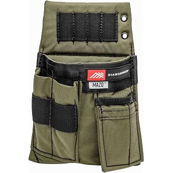 Diamondback Mazo Tool Pouch - Right Side Small Tool Pouch - Ideal Carpenter & Electrician Tool Pouch for Hand Tools Drivers Drill Bits - Modular Hook & Loop Small Tool Belt Pouch Ranger Green
