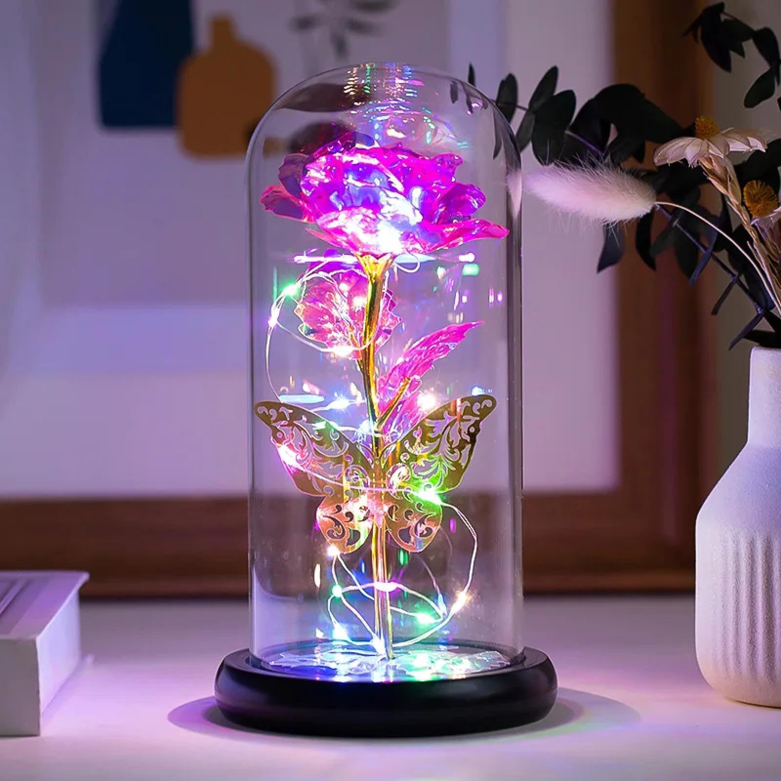 Rosa eterna de cristal DANETI flor dorada para decoración de habitación de niñas