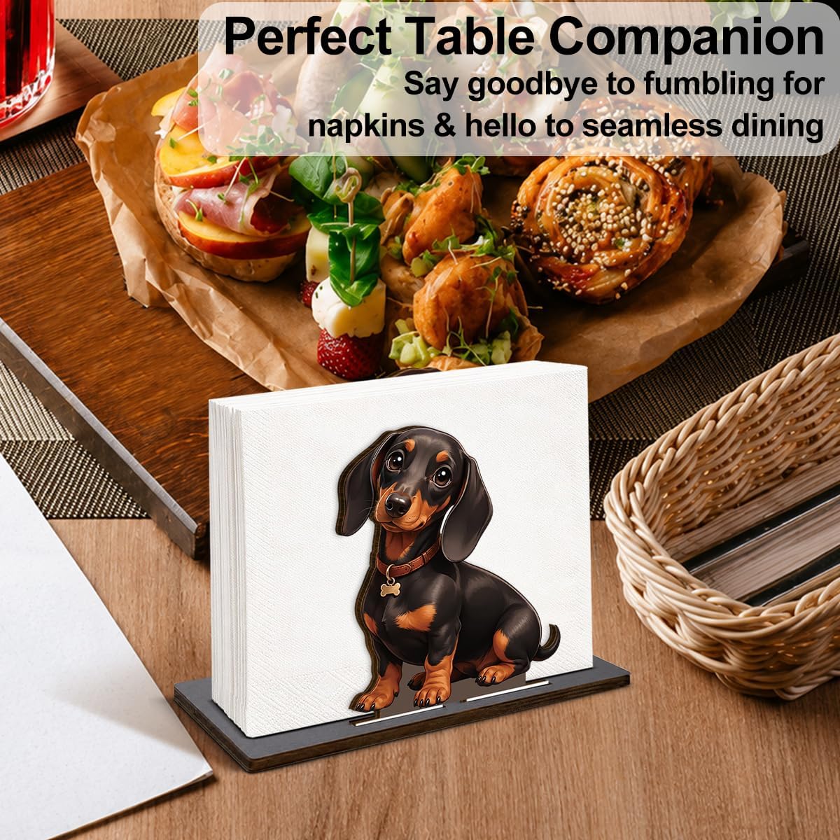 Cute Dachshund Wooden Napkin Holder for Table Farmhouse Kitchen Decor image 5