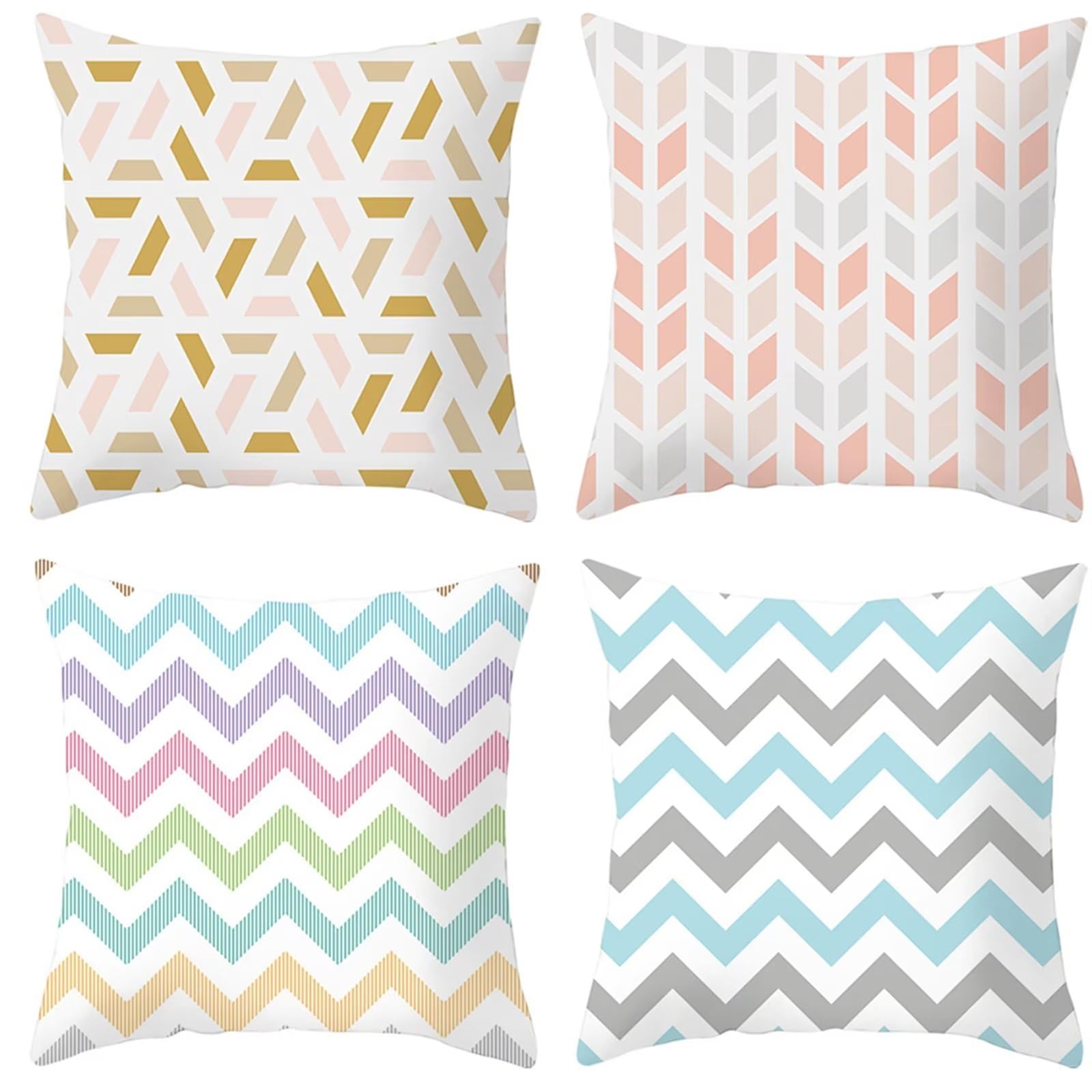 Set di 4 Fodere per Cuscini 75x75cm,cuscini per divano Strisce scozzesi Giardino Esterno Fodere per Cuscini Decorativi Velluto Quadrate per Cuscino,per Casa Soggiorno Camera da Letto Divano YG1071