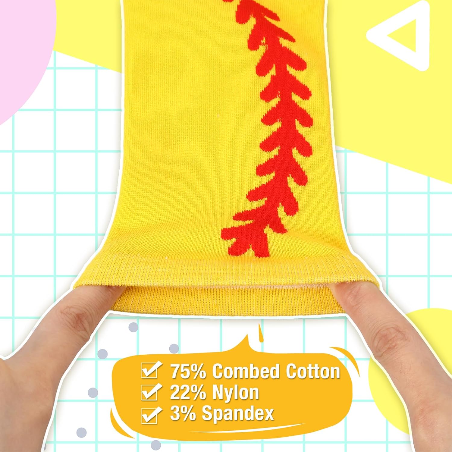 Shinymoon 12 Pairs Softball Socks 100 Pcs Softball Stickers for Sports Team Gifts