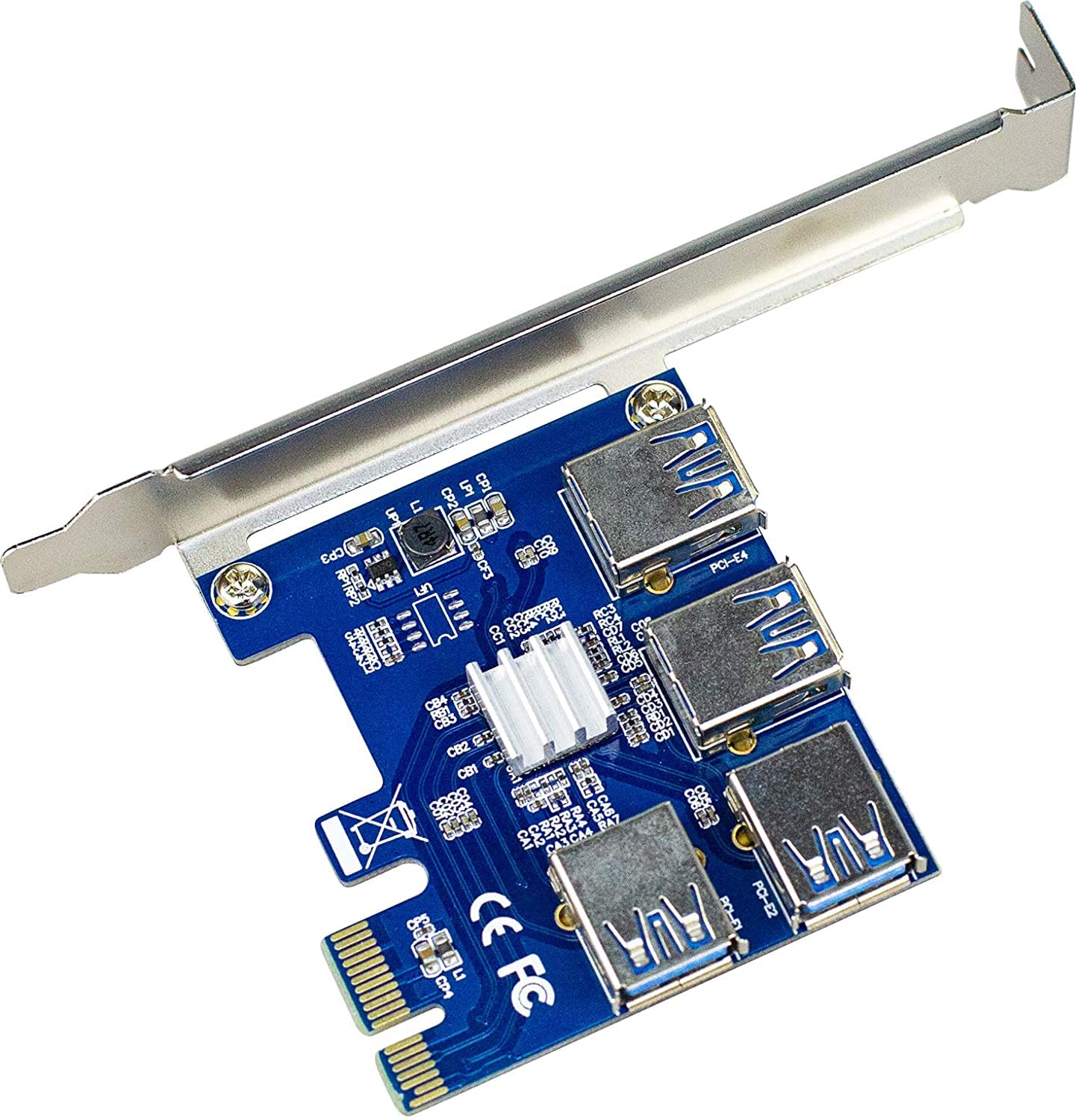 CLUSPEX PCIe 1 to 4 Riser Card, Pcie Splitter 1 to 4 PCI Riser Card, 4 Risers into 1 PCI Card, PCIe Risers 1X to External 4 PCI-e USB 3.0 Adapter Multiplier for Bitcoin Miner Device-image-35