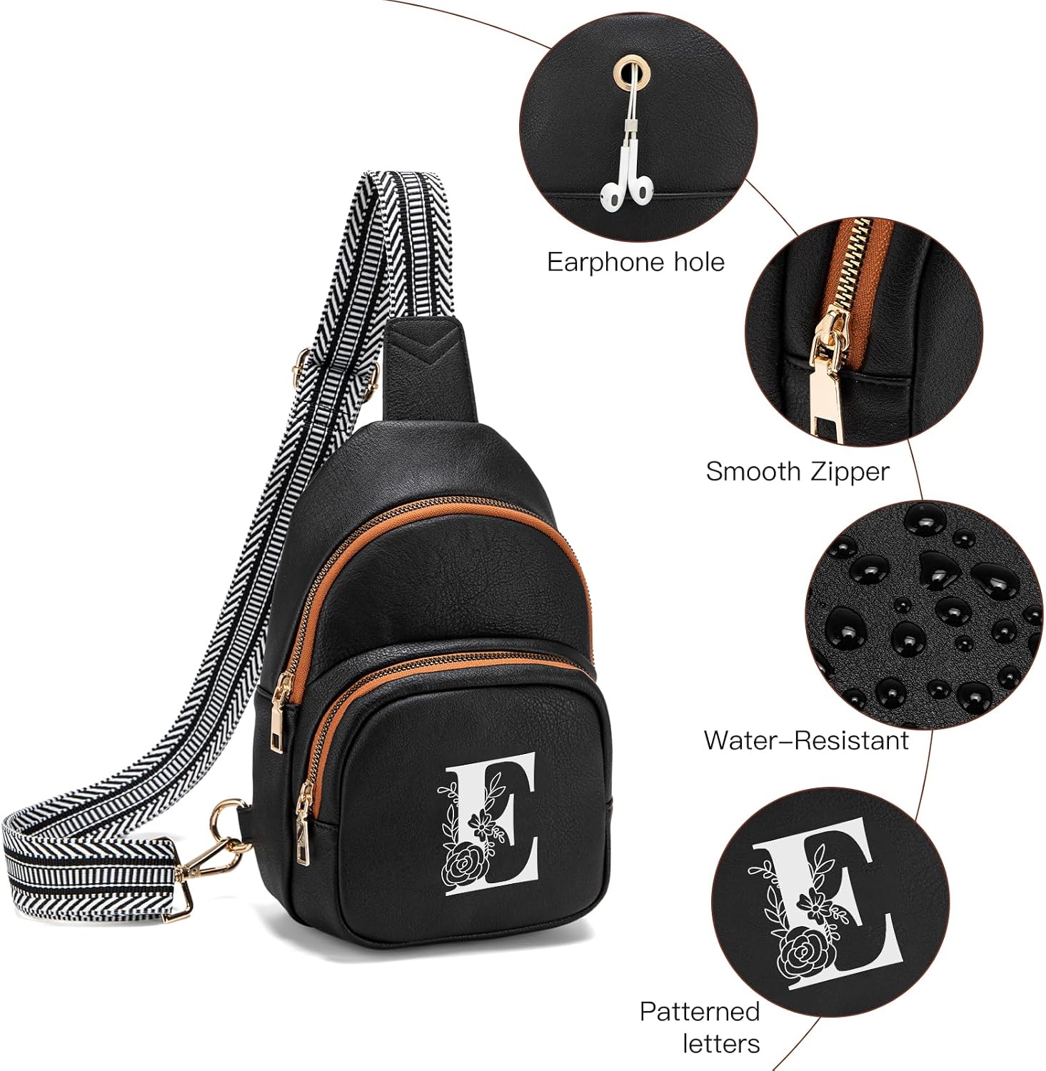 Viverte Sling Bag for Women Personalized Gifts Pu Leather Initial Crossbody Bags Purses for Women