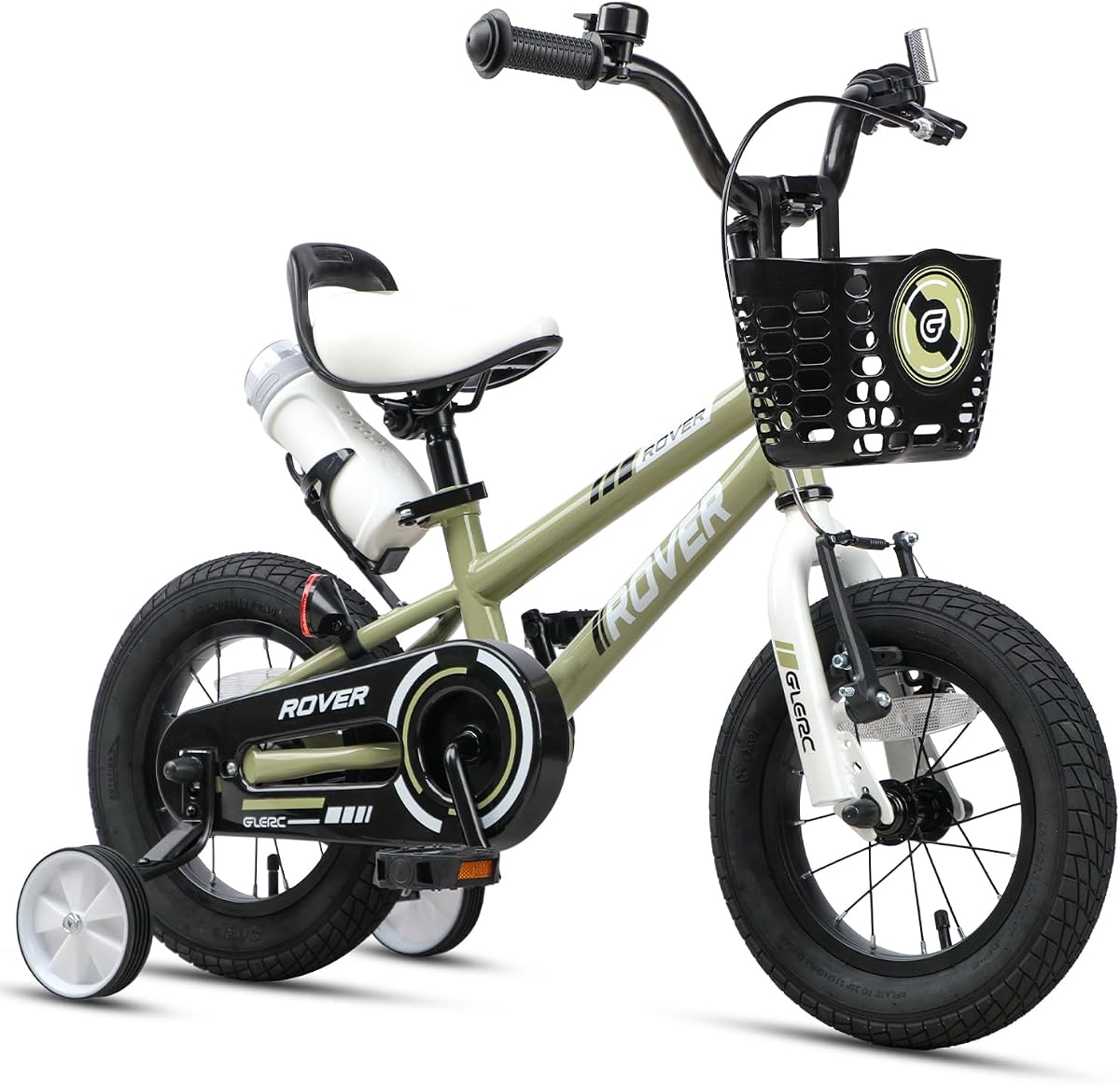 Glerc Rover Bicicleta para niños, Bicicleta para niños de 12 a 18 Pulgadas para niños de 2 a 9 años, Bicicleta para niños con Botella de Agua, Cesta y Ruedas de Entrenamiento, Varios Colores