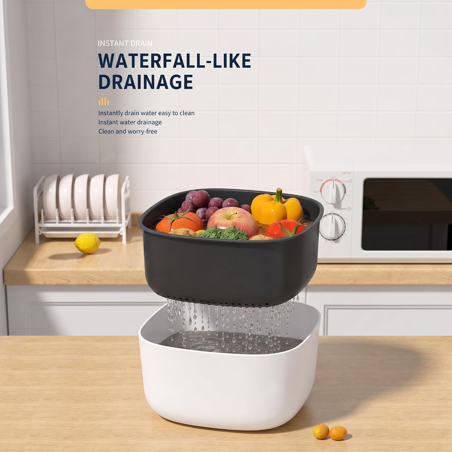 Ultrasonic Fruit Vegetable Washing Machine Large Capacity One Button Start 360 Degree Technology Portable Home Kitchen Gadget image 4