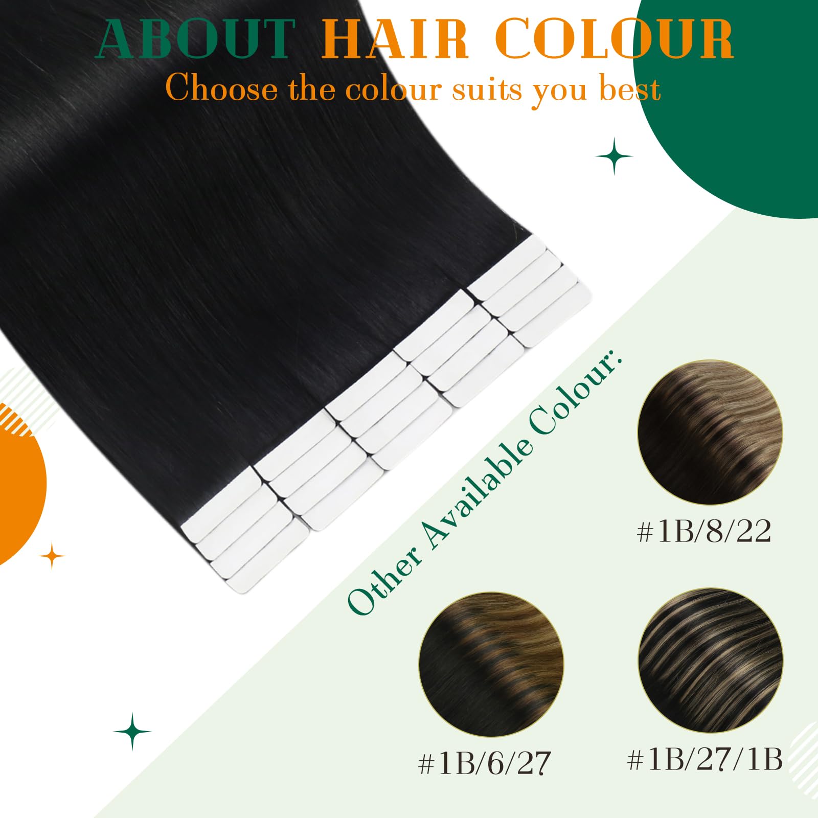 Easyouh Tape Extensions Human Hair Jet Black Tape in Hair Extensions Human Hair 18 Inch 40g 20Pcs Invisible Tape Hair Extensions Real Human Hair Black - Image 4
