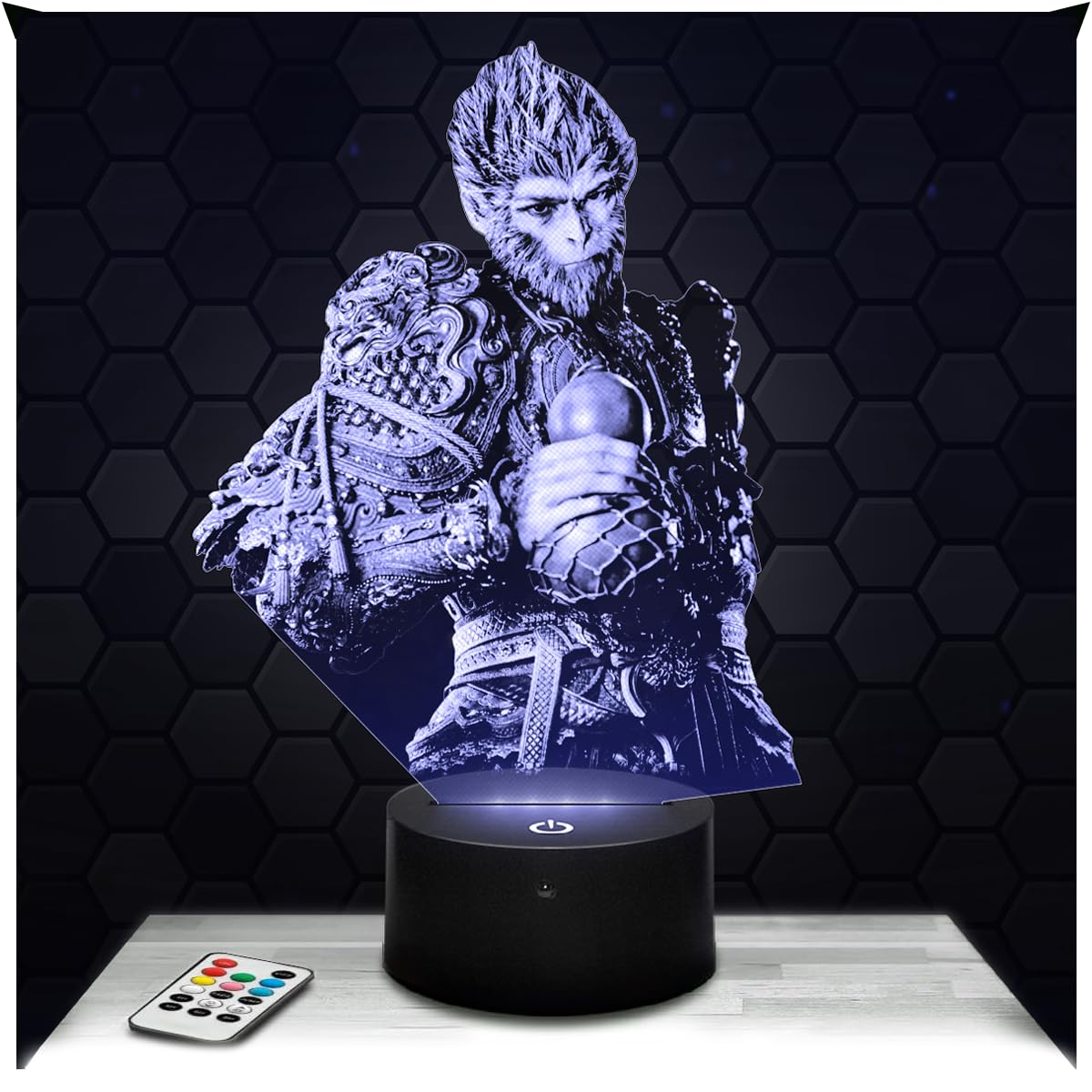 Lampephoto.fr - 3D Lamp B. Myth Wukong, Video Game Geek Gift for Men, Gamer, Touch LED Night Light, 3D Hologram Effect, Christmas Birthday Gift Idea for Men and Women, Bedroom Decoration Object