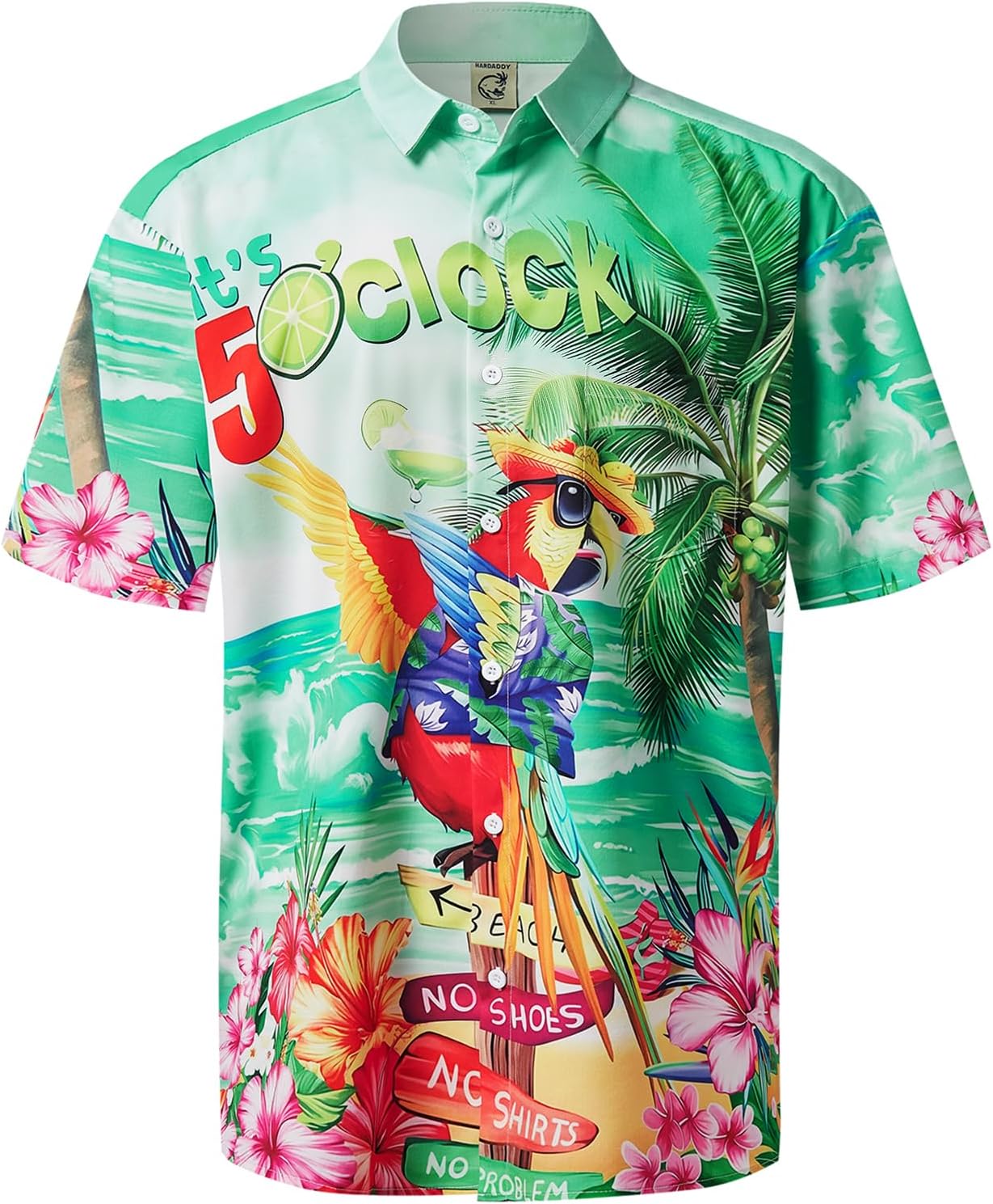 Hardaddy Men's Summer Hawaiian Shirts Funny Performence Printed Button Down Casual Bowling Shirt