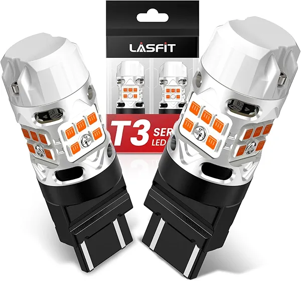 LASFIT 4257 4257NA LED Bulb Built In Resistor Front Turn Signal Light for Ford Maverick Accessories XL XLT Lariat Ford F-150 F-250/F-350/F-450 Super Duty CANBUS Error Free Amber Parking Light(2pcs)