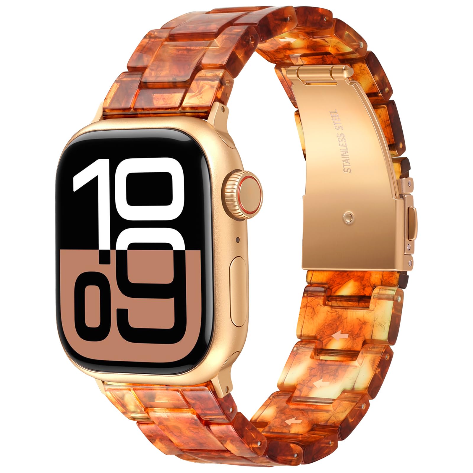 V-MORO Resin Band Compatible with Apple Watch Series 7/8/9/10/11 41/40/38/42mm, Women Fashion Strap for iWatch Series 6/5/4/3/2/1/SE, Lightweight Bracelet Wristband Replacement, Ivory White-Rose Gold — view 29