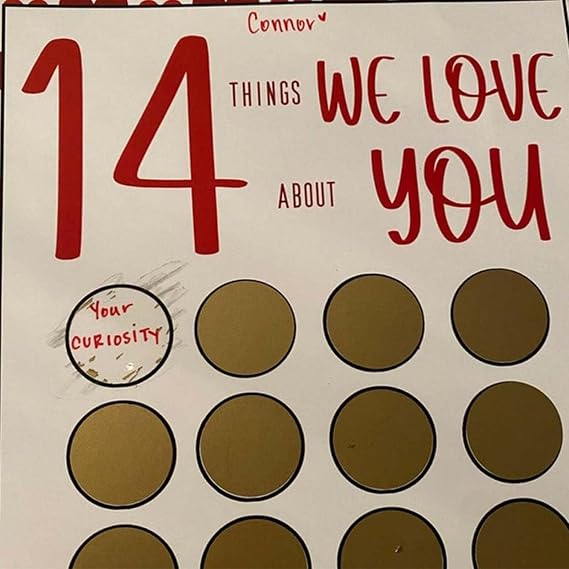 Valentine's Scratch off Advent 14 Things I or We Love About You, Valentine's Day Advent Calendar, Valentine's Day Scratch off Cards, Valentines Day Personalized Custom Gift (1set,we love)