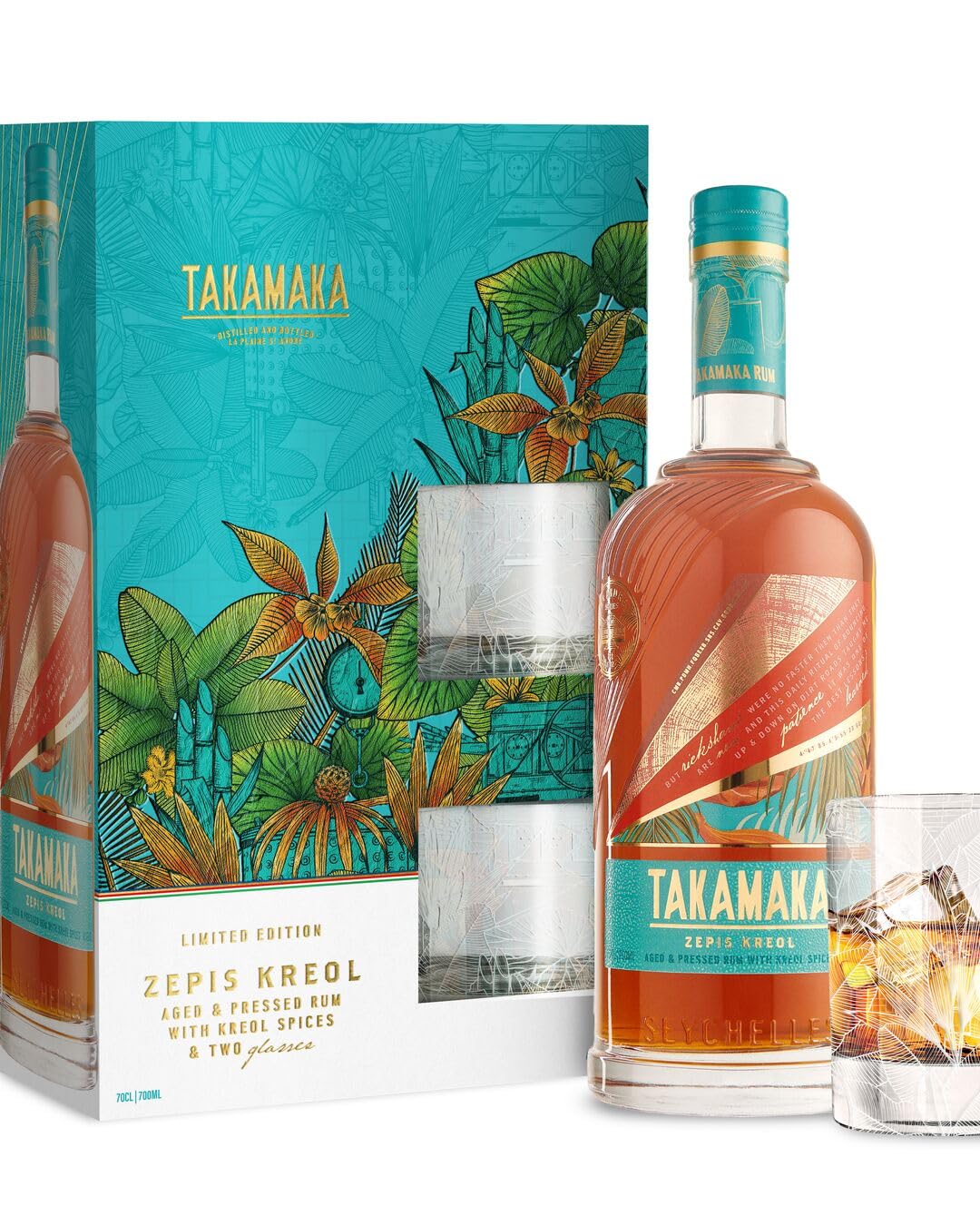 Rhum de mélasse TAKAMAKA coffret 2 verres - L'idée cadeau idéale avec notes cannelle et muscade