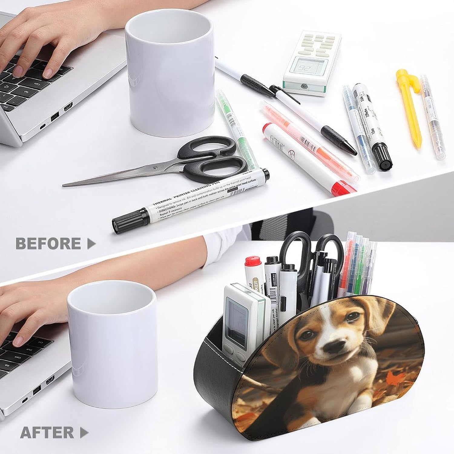 TV Remote Control Holder, 5 Compartments, Cute Beagle image 3