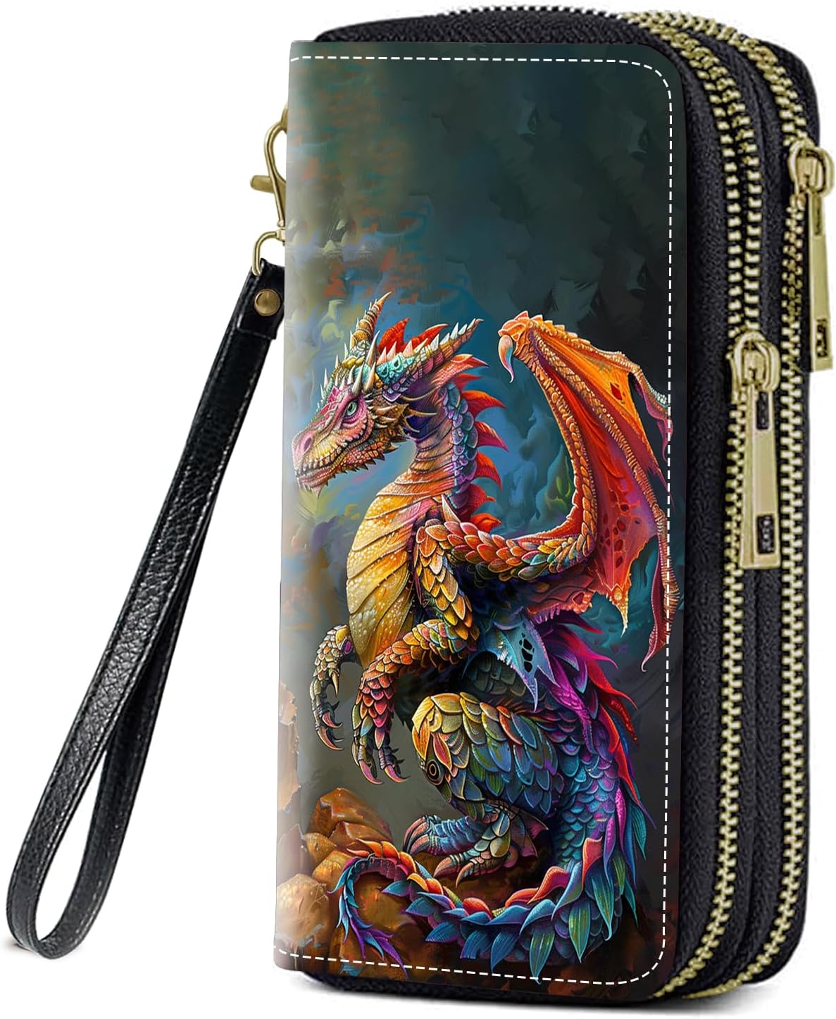 Cross Quote Bible Verses Phil 4-13 Print Women Large Capacity Wallet PU Leather Double Zipper Clutch Purse