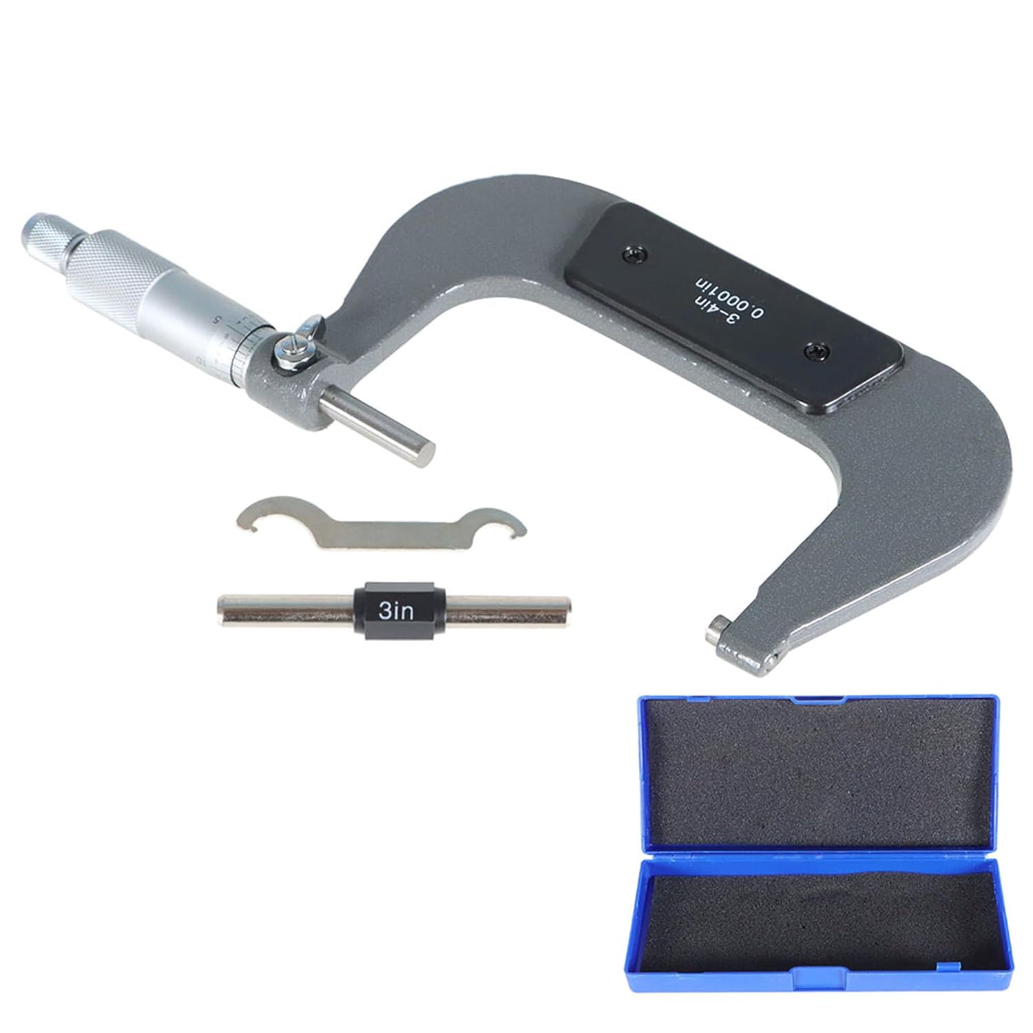 U-Type 3-4 Inch OD Micrometer Accuracy 0.0001 Inch Fraction Laser Etched Scale