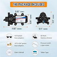 Vista 8 de YOUNGTREE Bomba de presión de diafragma de agua industrial de 110V 4.0GPM 50PSI Bomba eléctrica de transferencia de agua para RV bajo demanda de 110