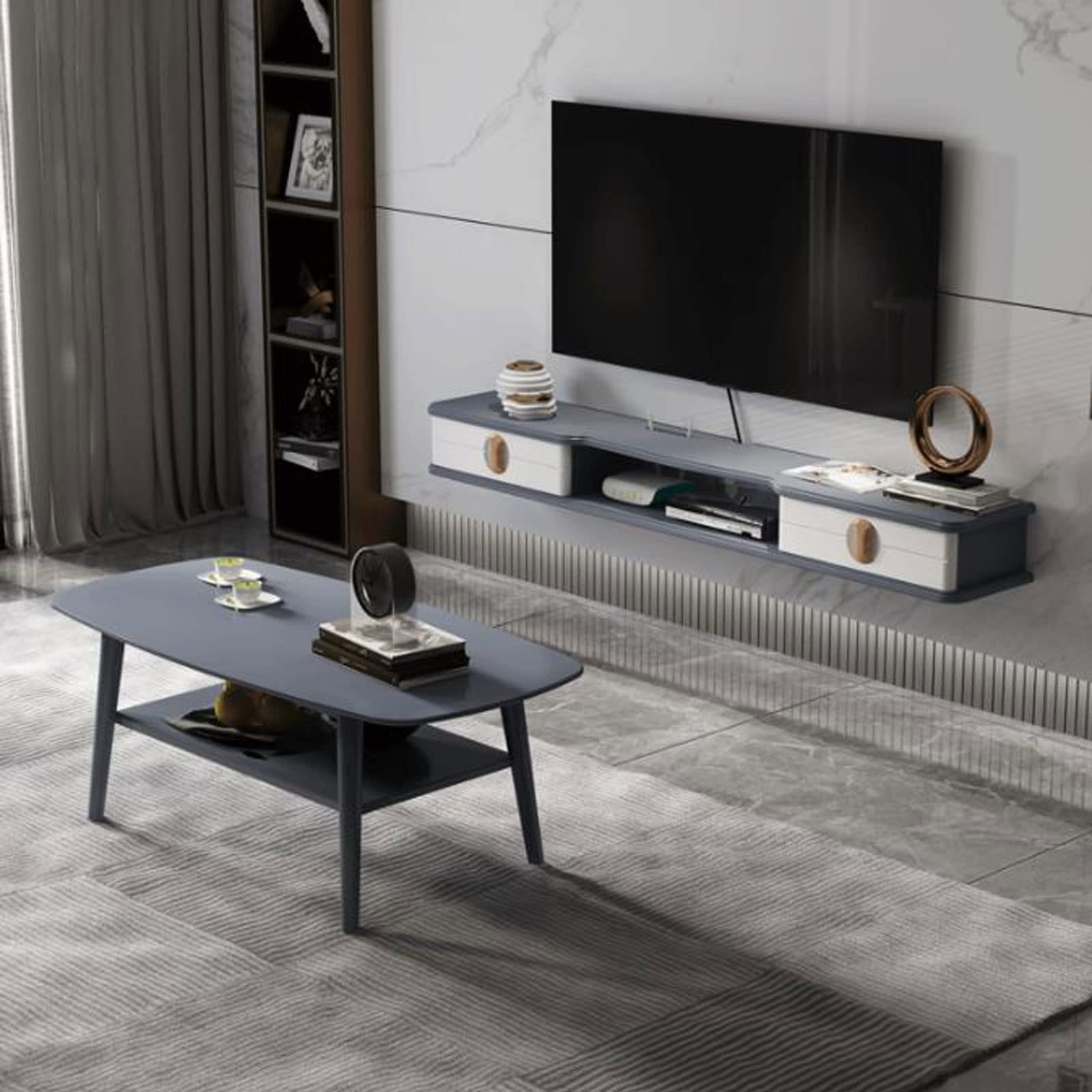 Mensola da parete galleggiante per TV, router, lettore DVD, giocattoli, foto, lettore CD, DVD, console TV, supporto con scaffale per merci.