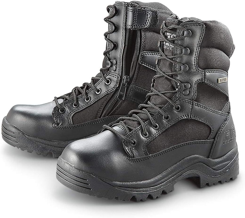 HQ ISSUE Men's Waterproof Classic 8" Side Zip Tactical Boots, Black 9D (Medium)