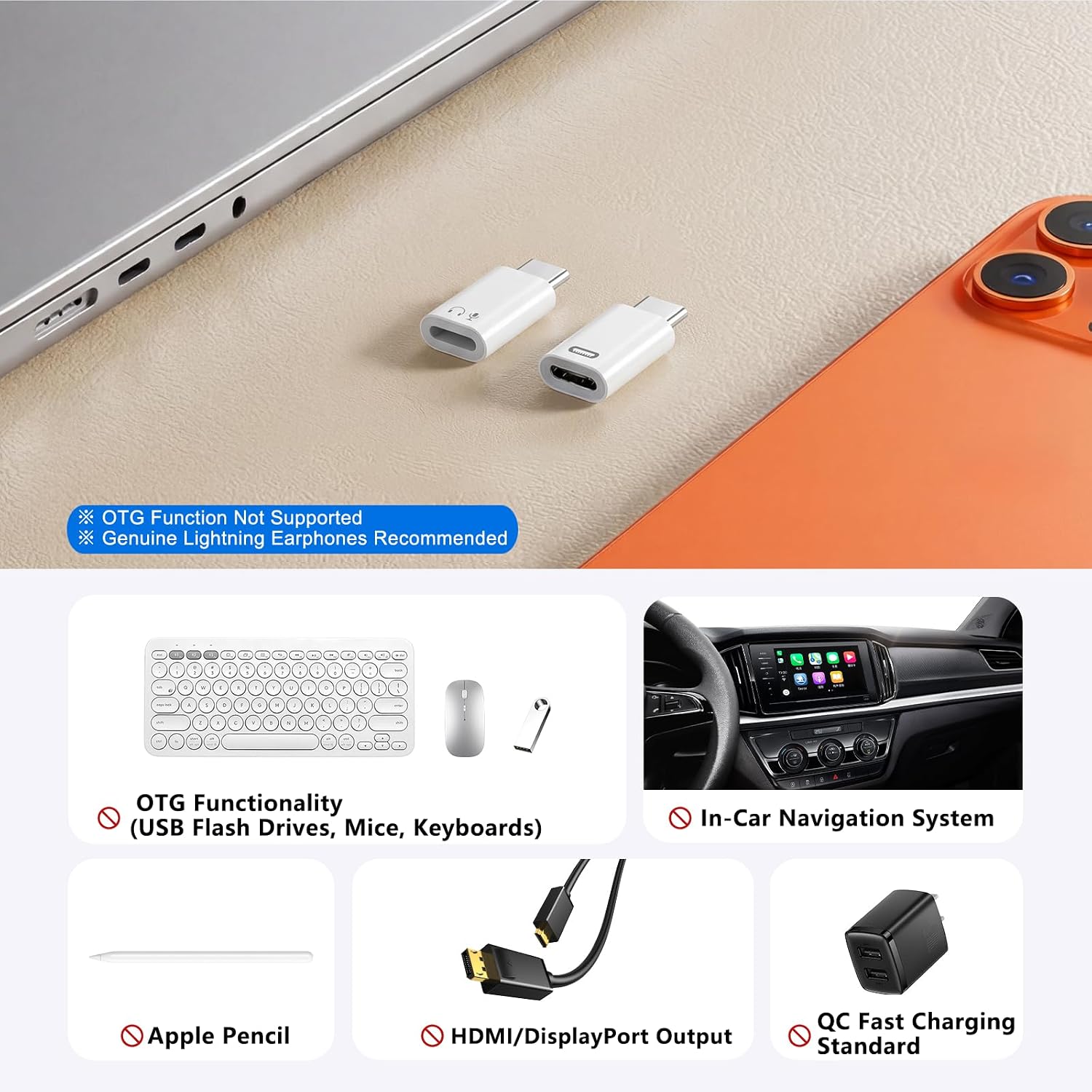 Lightning to USB C Adapter(New Combo), 48kHz/16bit Hi-Fi Audio Headphone Adapter with Line Control+27W Fast Charging Lightning to USBC Adapter with 3A Limit, Compatible with iPhone 17/16/15