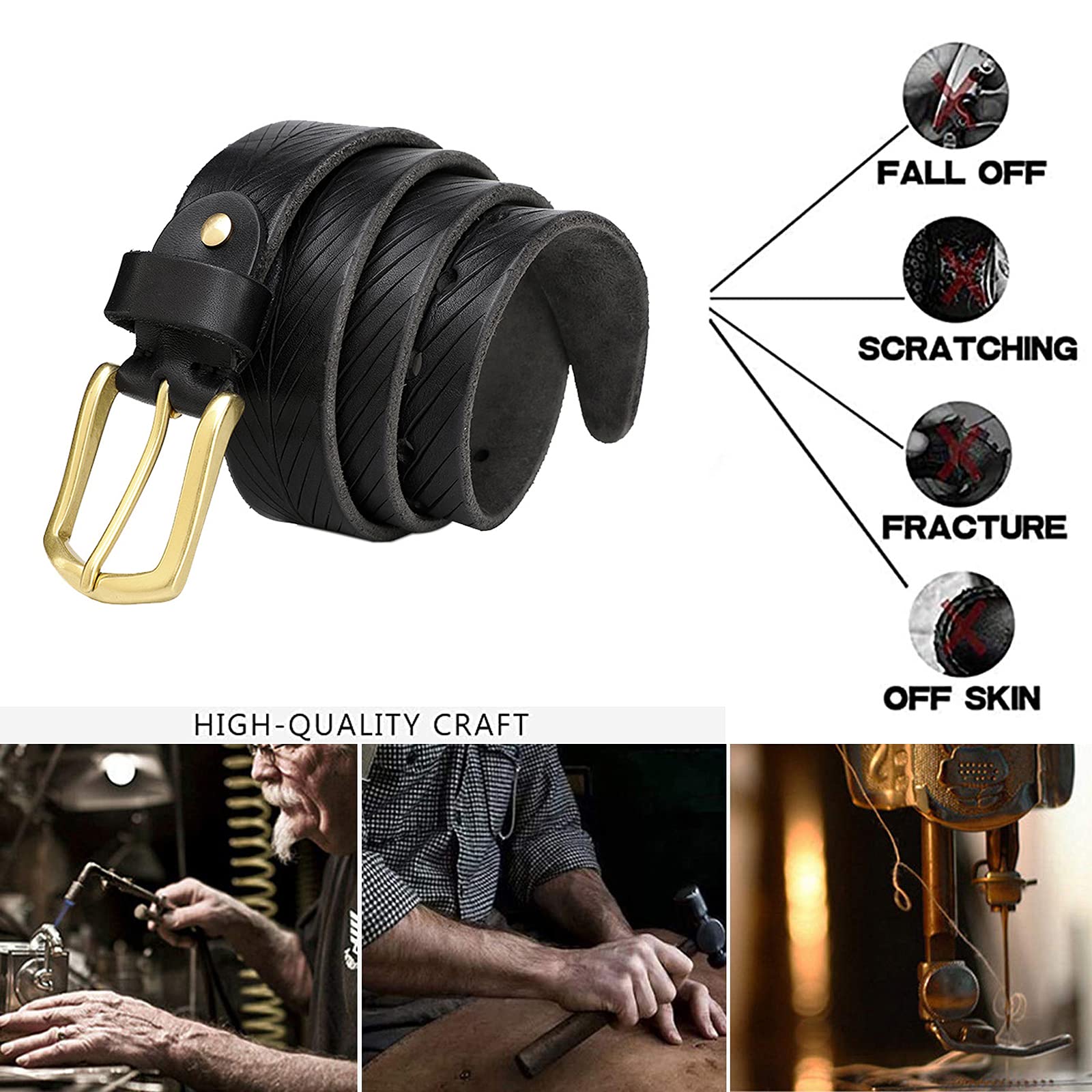 Gürtel für Damen und Herren Rindsleder Leder Geschnitztes Handgemacht Ledergürtel Jeansgürtel mit Gold Dornschließe 38mm breit Perfekt für jeden Anlass