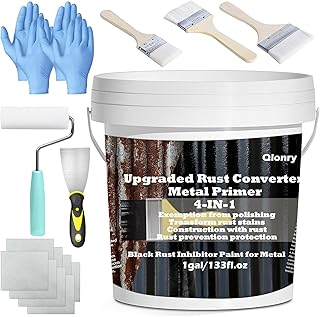 4-in-1 Upgraded Rust Converter & Metal Primer,1Gal/133Fl.oz Black Rust I...