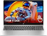 HP 15.6" HD Touchscreen Laptop for Home and Students, Intel Core i5-1334U, Intel Iris Xe Graphics, 16GB RAM, 512GB SSD, USB-C, HDMI, Wi-Fi 6E, Fast Charge, Windows 11 Home, Lightweight Design