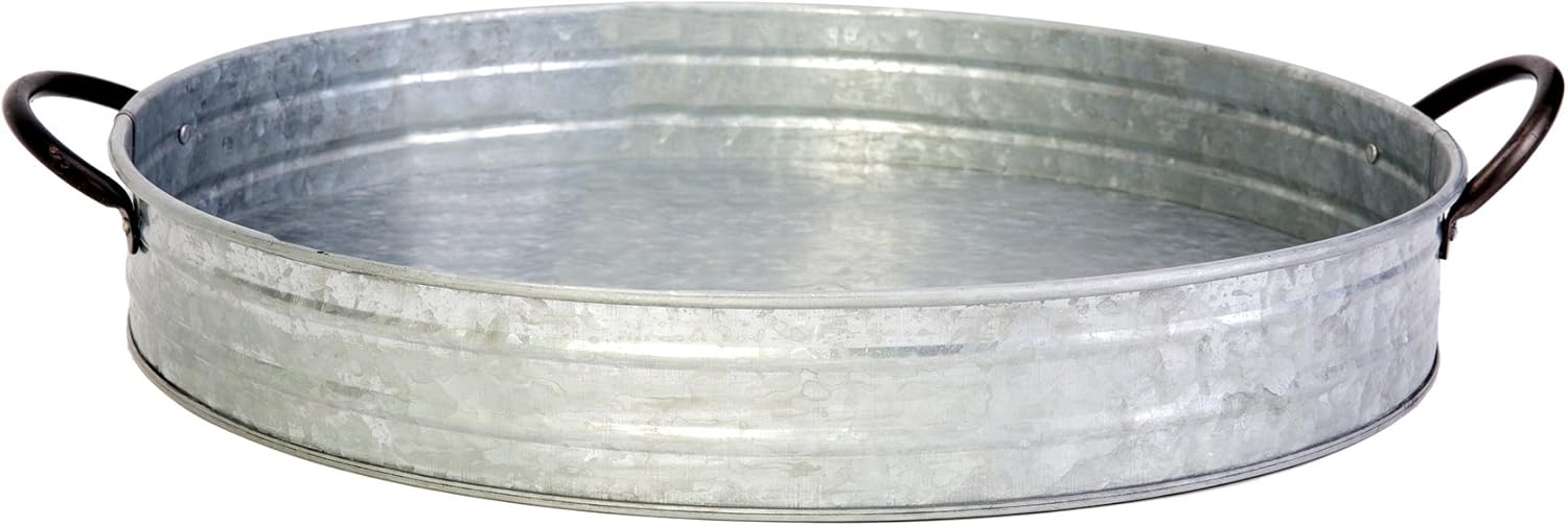 Panacea 83236 Serving Tray & Succulents planters Garden Accessories, 16 in, Vintage Galvanized