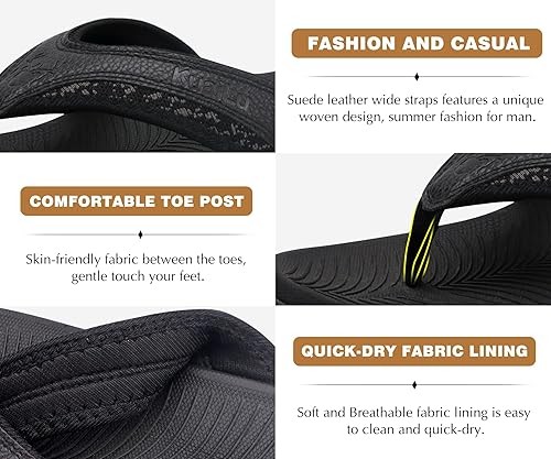 Miniatura 6 de KuaiLu Sandalias deportivas para hombre, cómodas, ortopédicas, con soporte de arco para fascitis plantar, para exteriores, verano, playa, talla 7  15