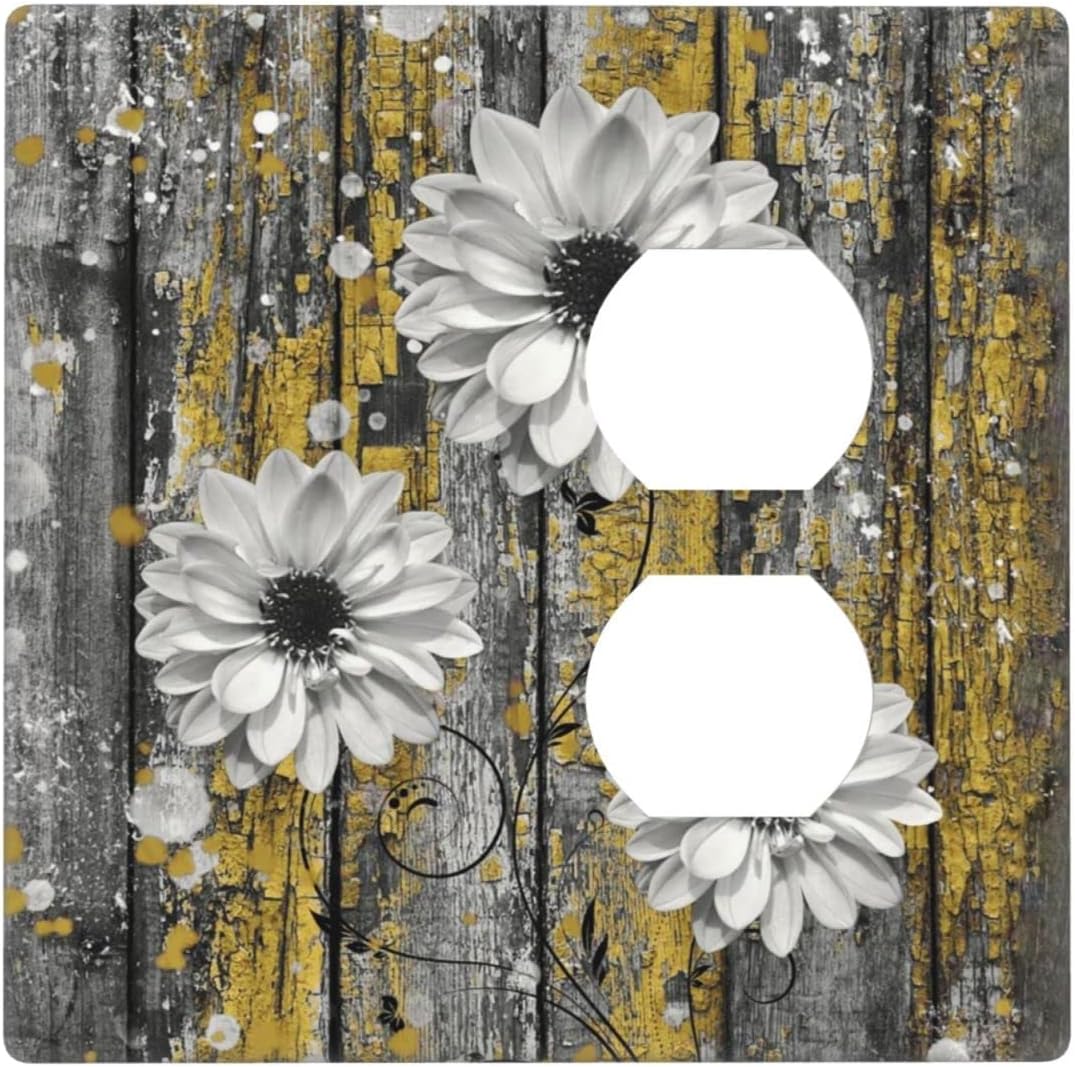 Light Switch Cover 2 Gang Country Rustic Flower Combination Blank