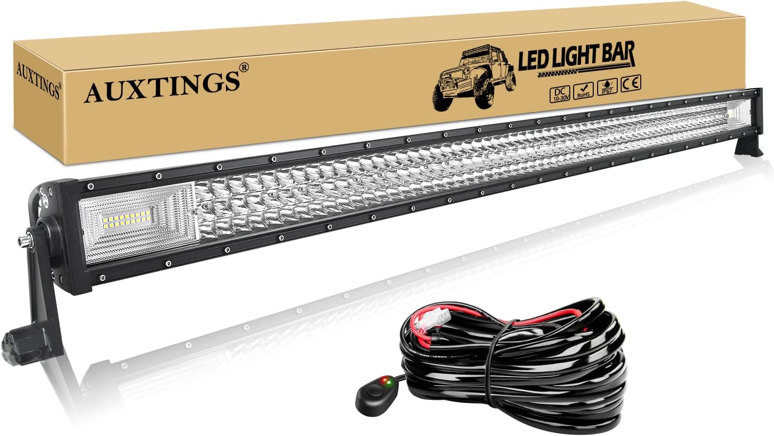 AUXTINGS 52 inch 675W Triple Row 7D Led Work Light Bar Spot Flood Combo Beam DC 12V-24V 6000k Offroad Vehicles 4x4 Atvs Utvs