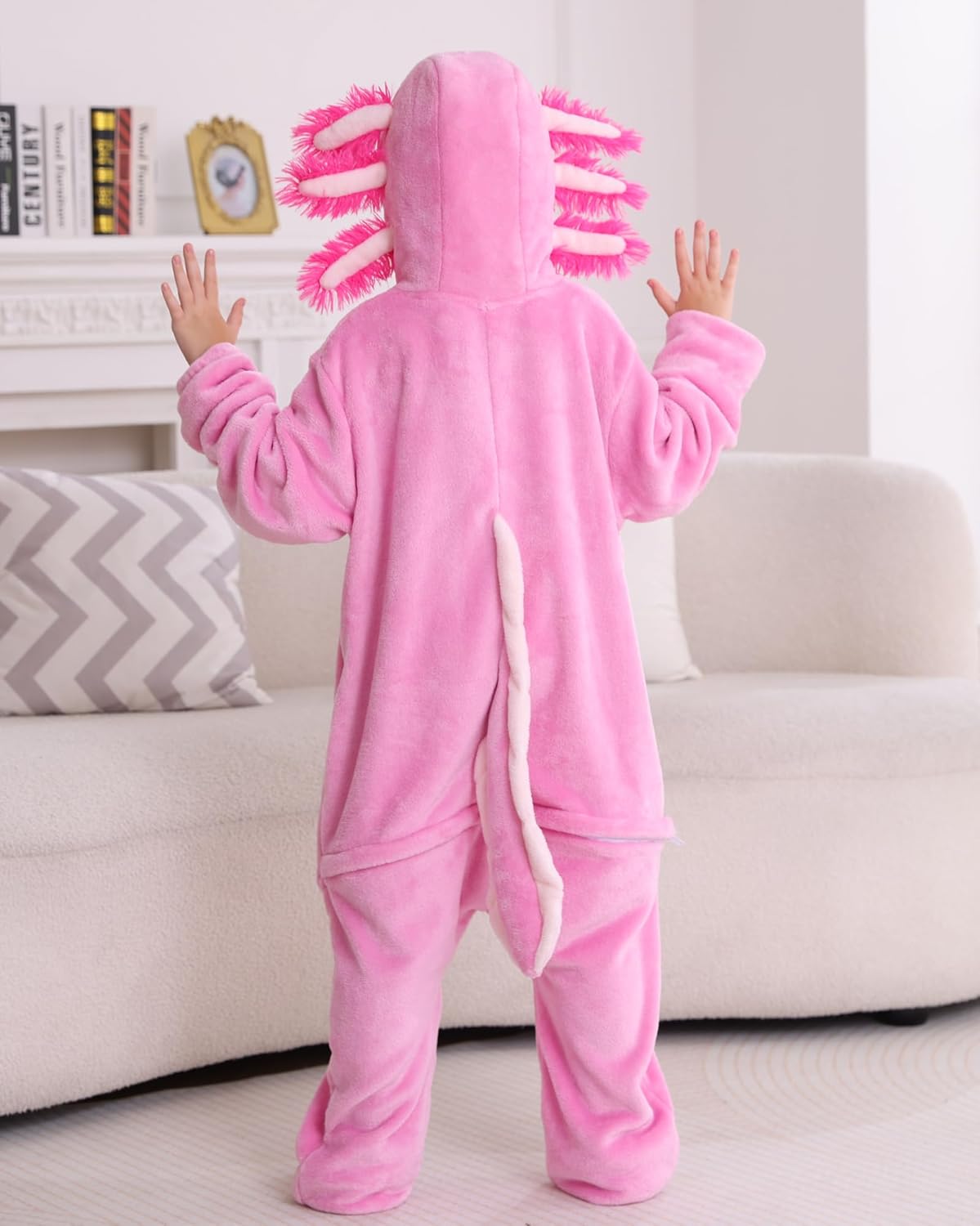 DELEY Onesie Costume Kids Halloween Christmas Costume Cosplay Sleepwear One Piece Animal Pajamas for 4-13 Axolotl - Image 7
