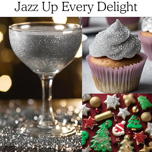 Miniatura 4 de Dazzle Dust Gránulos comestibles con purpurina para decoración de pasteles, bebidas, galletas, glaseado, decoración de postres, brillo brillante,