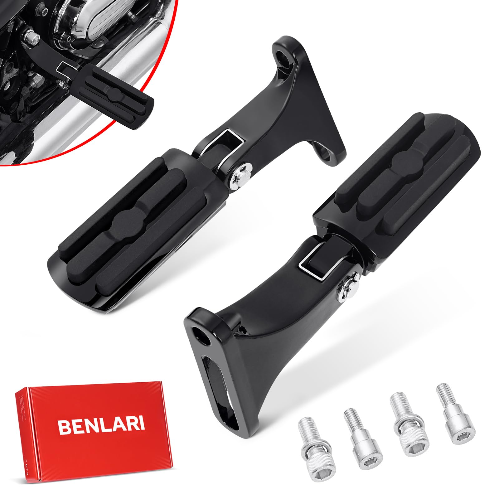 Photo 1 of Benlari Passenger Foot Pegs, Passenger Mini Footboard Footpegs Fit for Harley Davidson Touring Road King Electra Glide Road Glide Street Glide 1993-2024 (Black)
