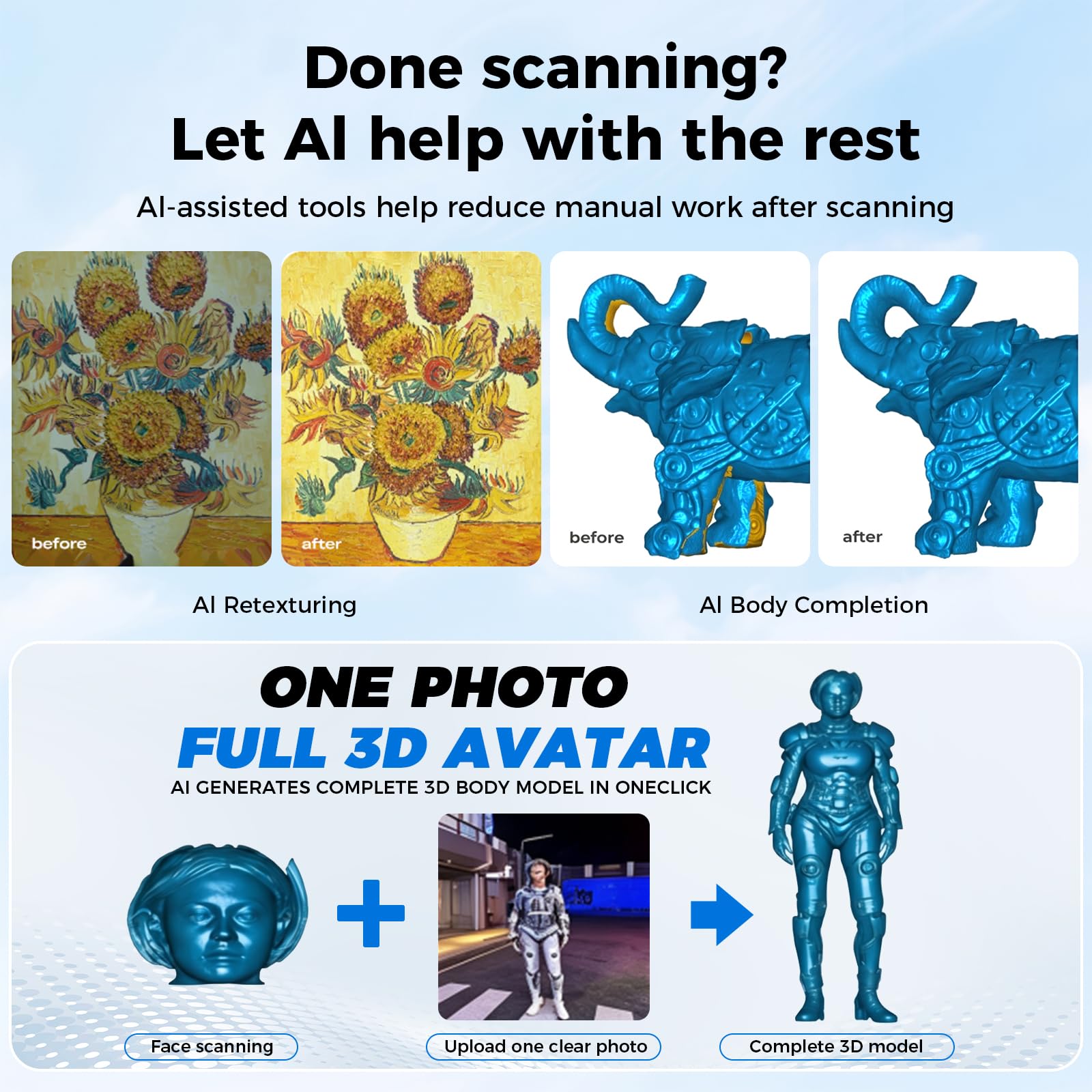 Creality Pika Scanner 3D, Portable sans Fil avec Une Précision de 0.03mm