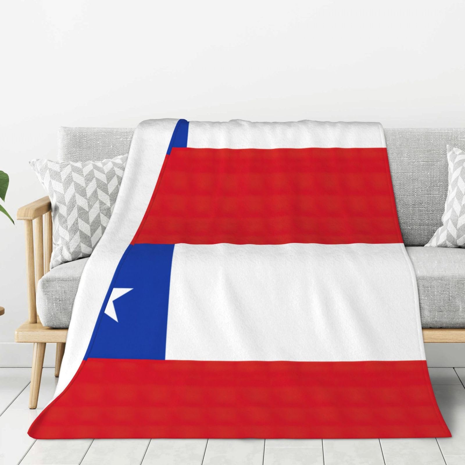 Couverture flanelle drapeau Chili plaid doux contre le froid du lit