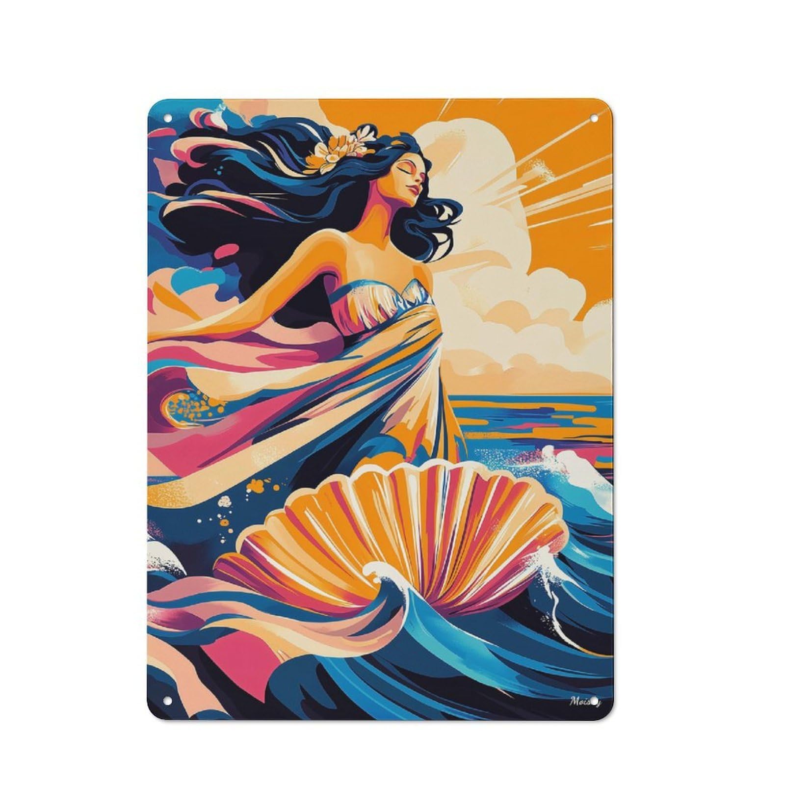 Junmoney Pop Art Vision Of The Birth Of Venus Cafe Style Vintage Metal Sign 40X30cm, Restaurant Wall Art For Tea Room, Shop Wall Or Breakfast Area