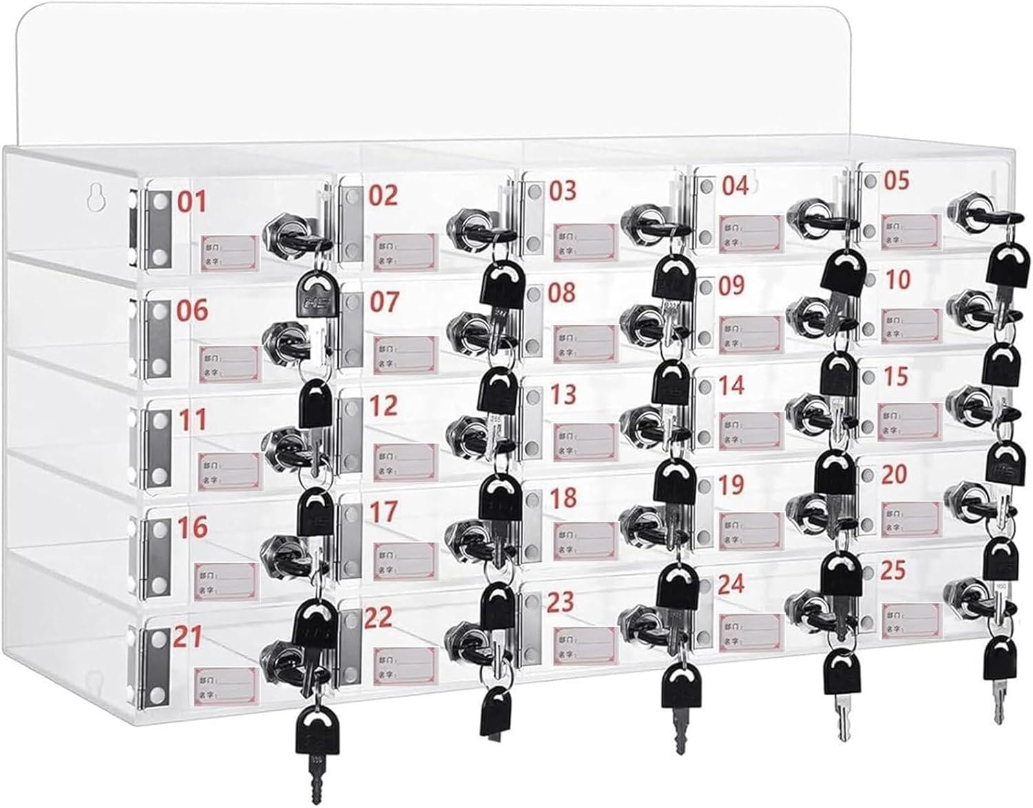 Mobile Phone Storage Box Transparent Acrylic Mobile Phone Security Locker with Key,Transparent Cell Phone Locker - 25 Slot Mobile Phone Storage Cabinet with Locks for Classroom, School, Swim